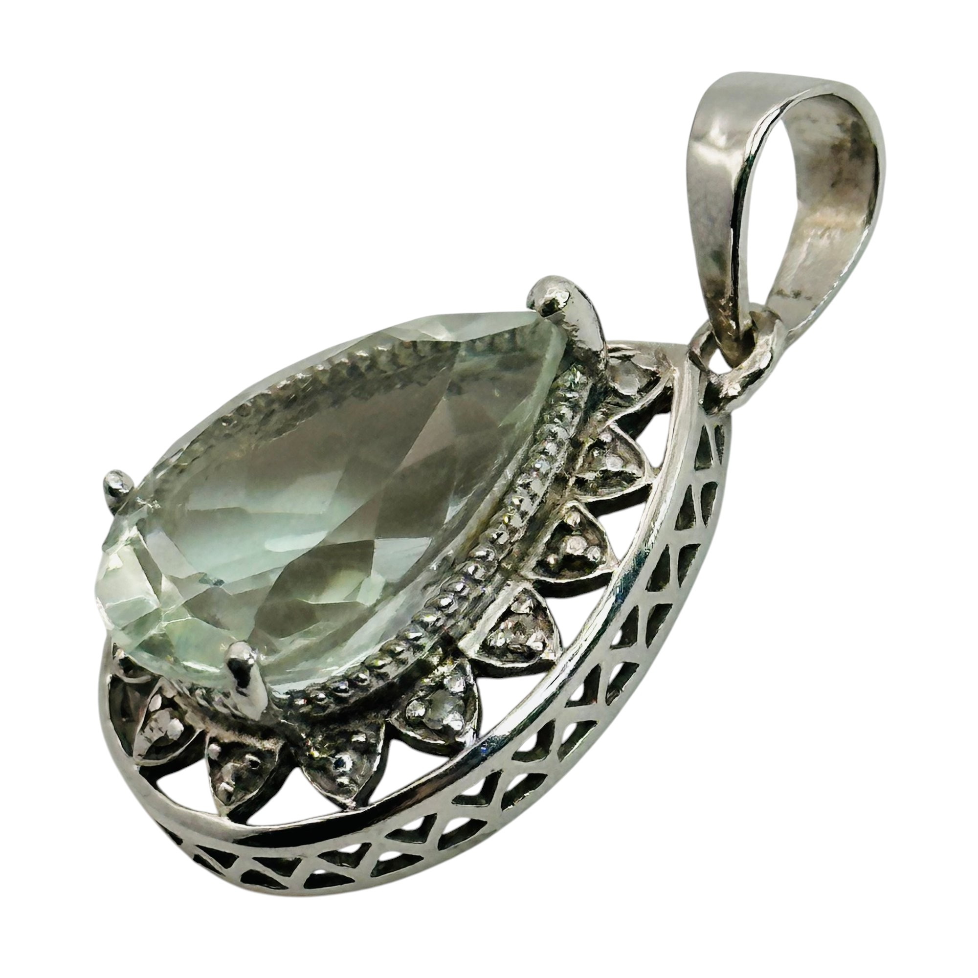 Signed Sterling Aquamarine Pendant