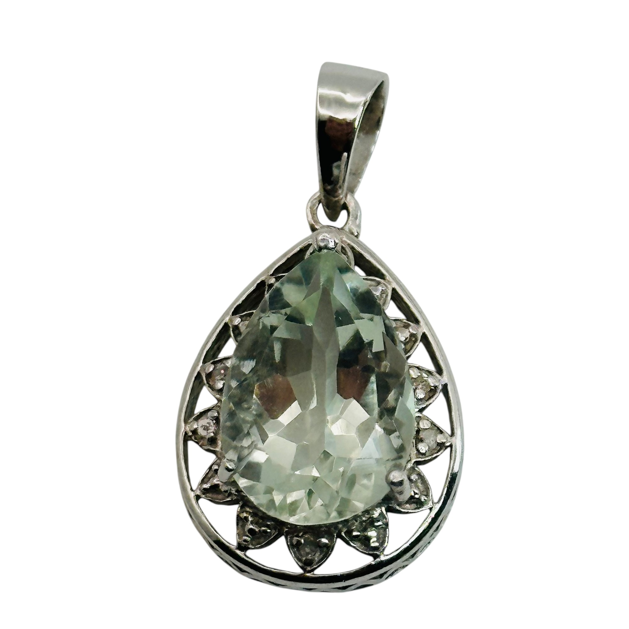 Signed Sterling Aquamarine Pendant