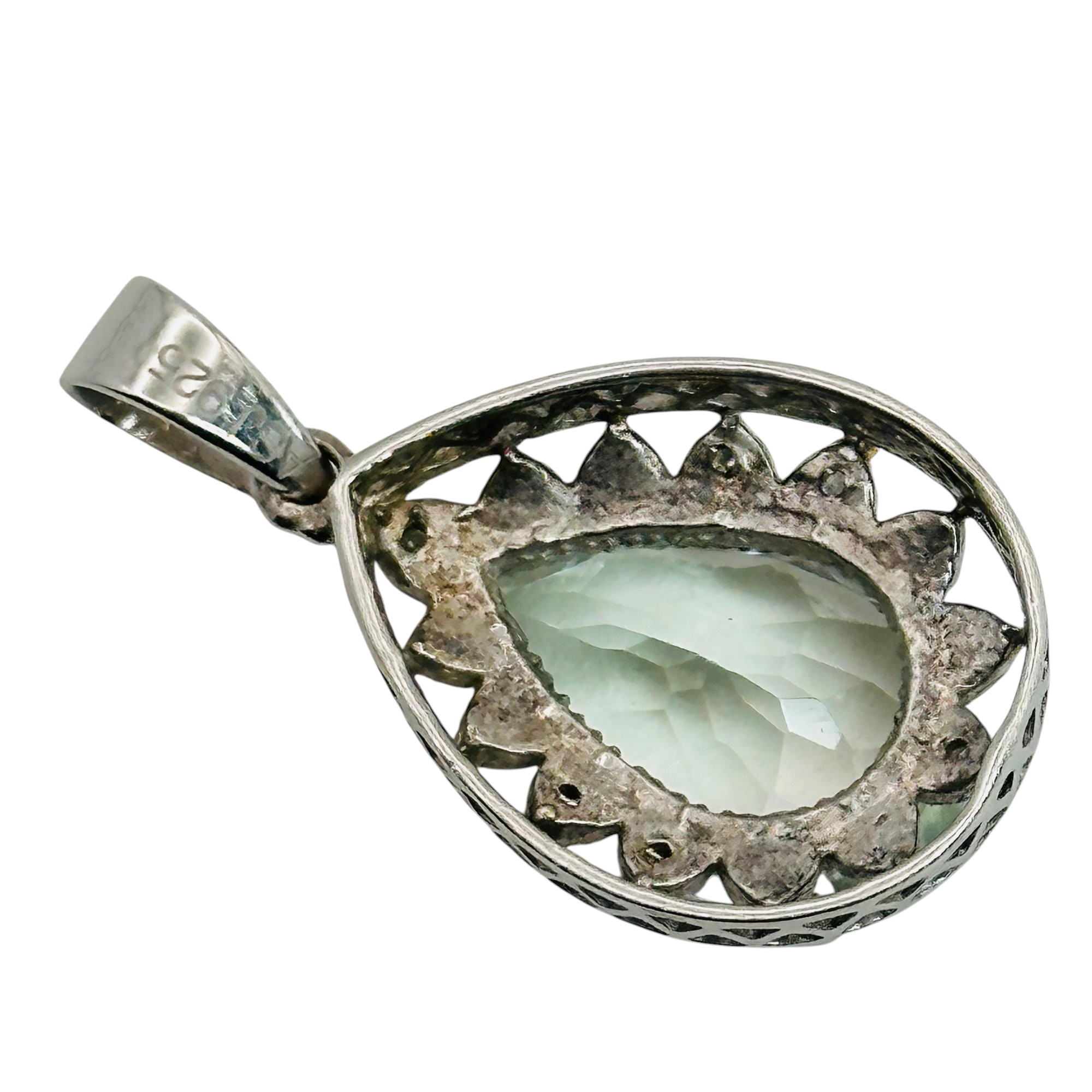 Signed Sterling Aquamarine Pendant