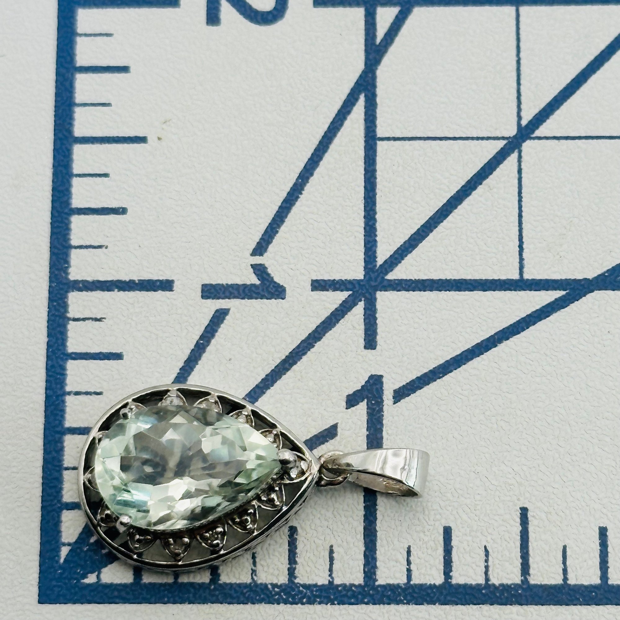 Signed Sterling Aquamarine Pendant