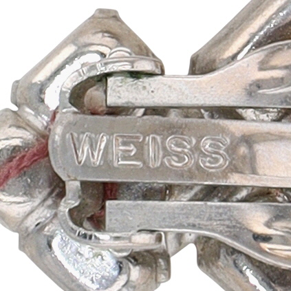 Weiss Silver Tone Rhinestone Square Earrings