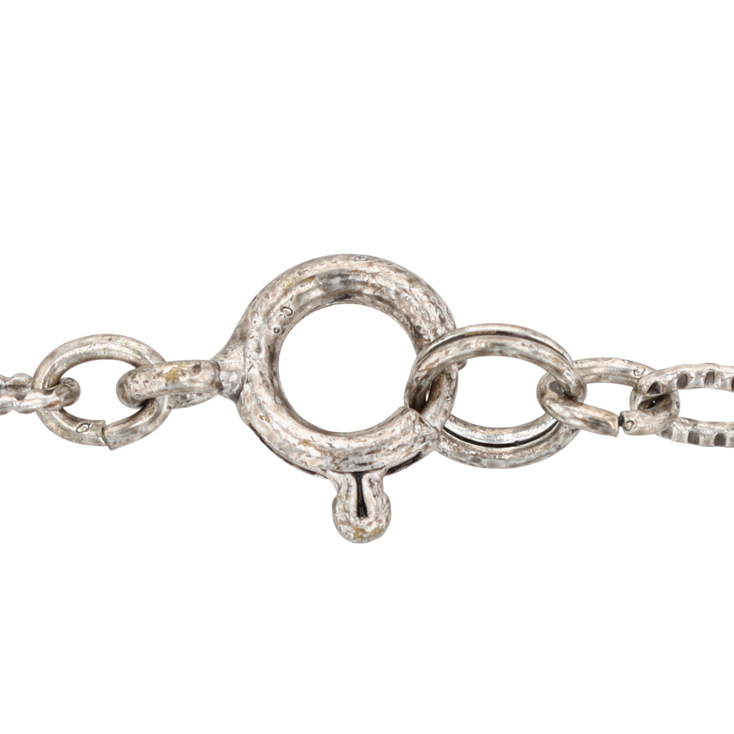 Silver Tone Glass Cabochon Open Scrollwork Necklace