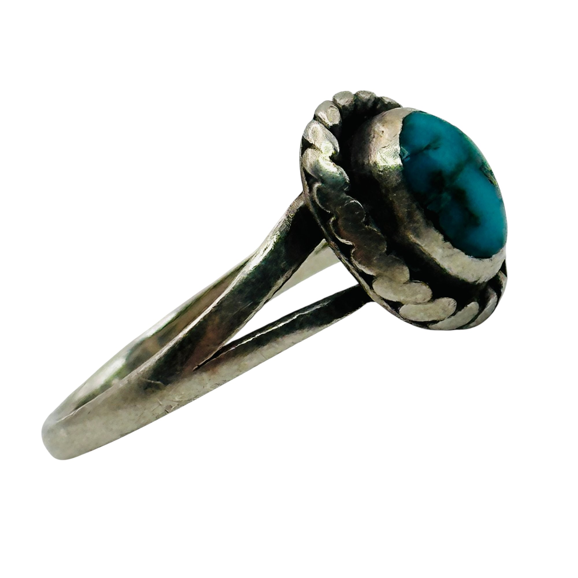 Native Sterling Turquoise Ring Sz 5