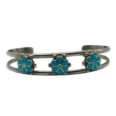 Zuni Native Sterling Inlay Turquoise Cuff Bracelet. Zuni Native Sterling inlay turquoise cuff 