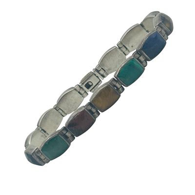 Taxco Mexico Sterling Multi Stone Bracelet. Taxco Mexico Sterling multi stone bracelet 34.1g | 