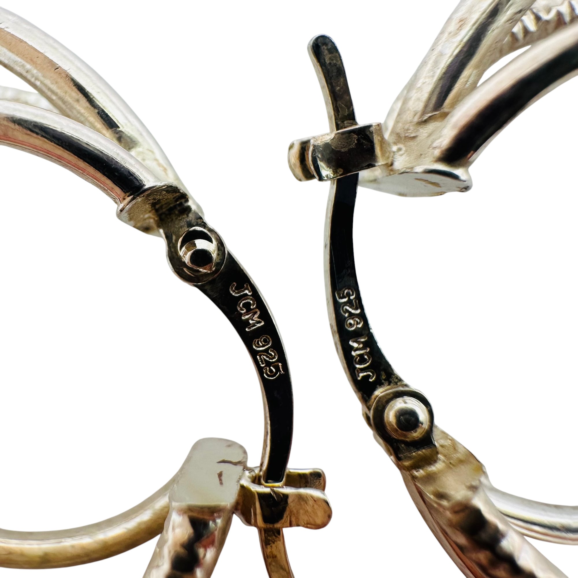 Signed Sterling Triple Hoop Earrings