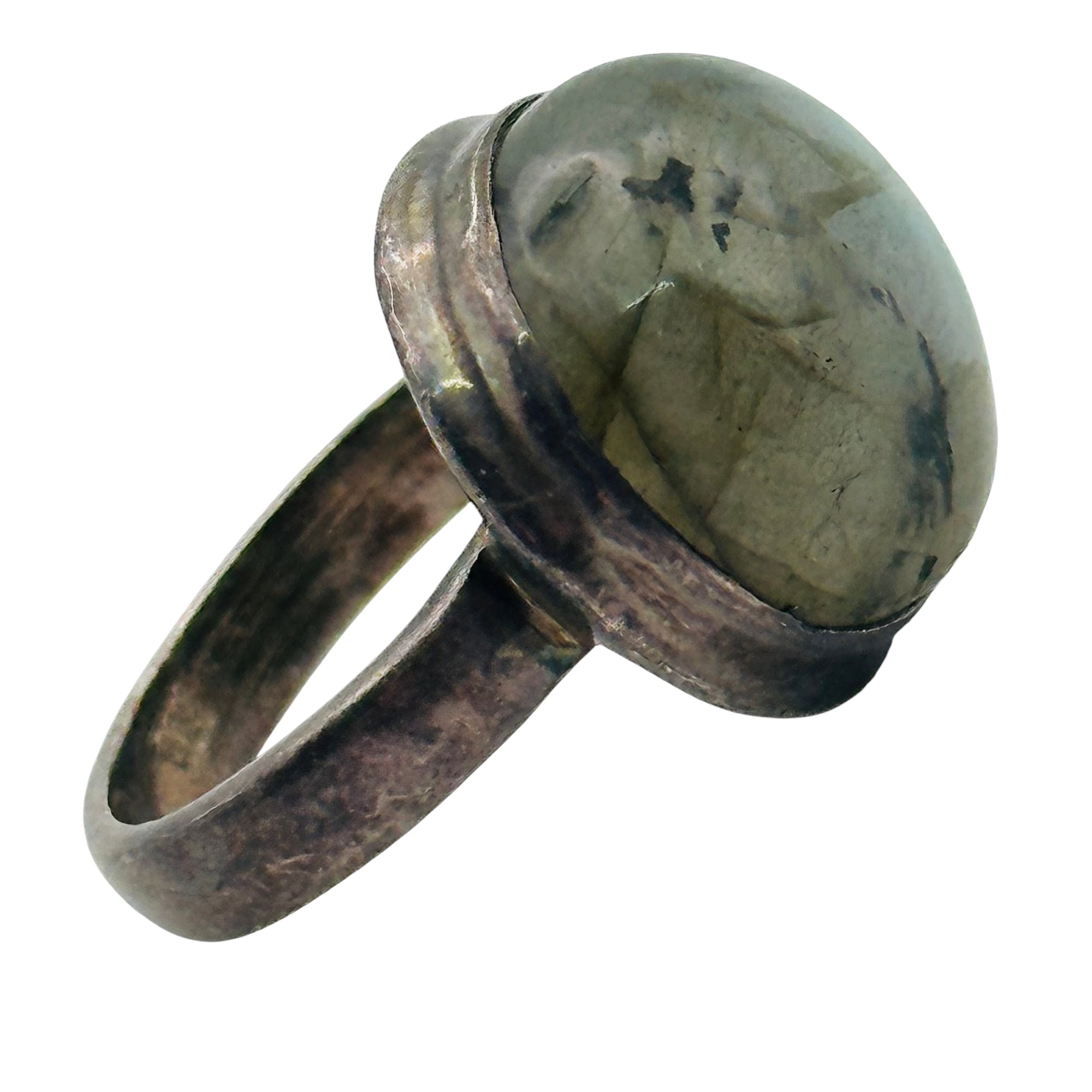 Sterling Labradorite Round Ring Sz 5.5