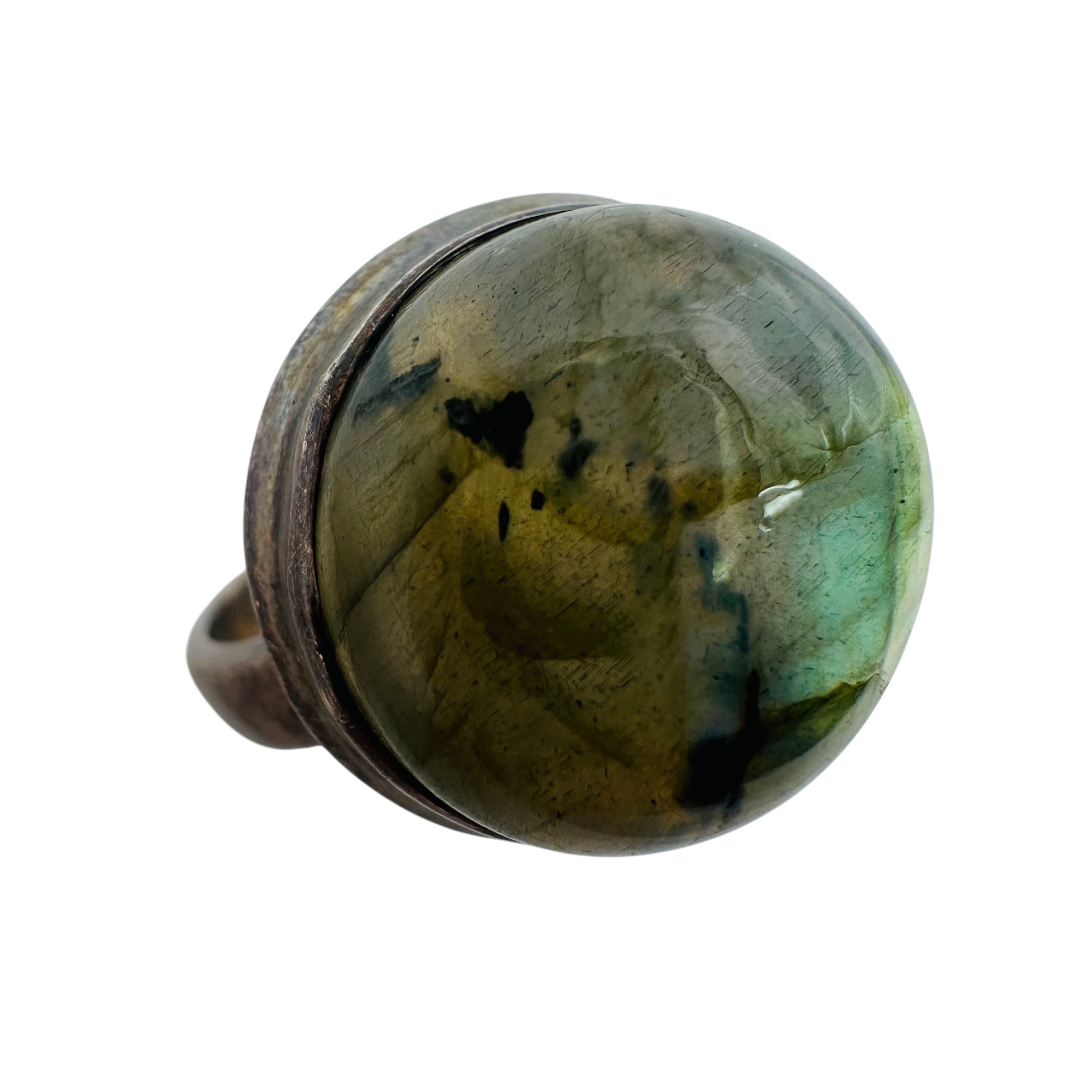 Sterling Labradorite Round Ring Sz 5.5