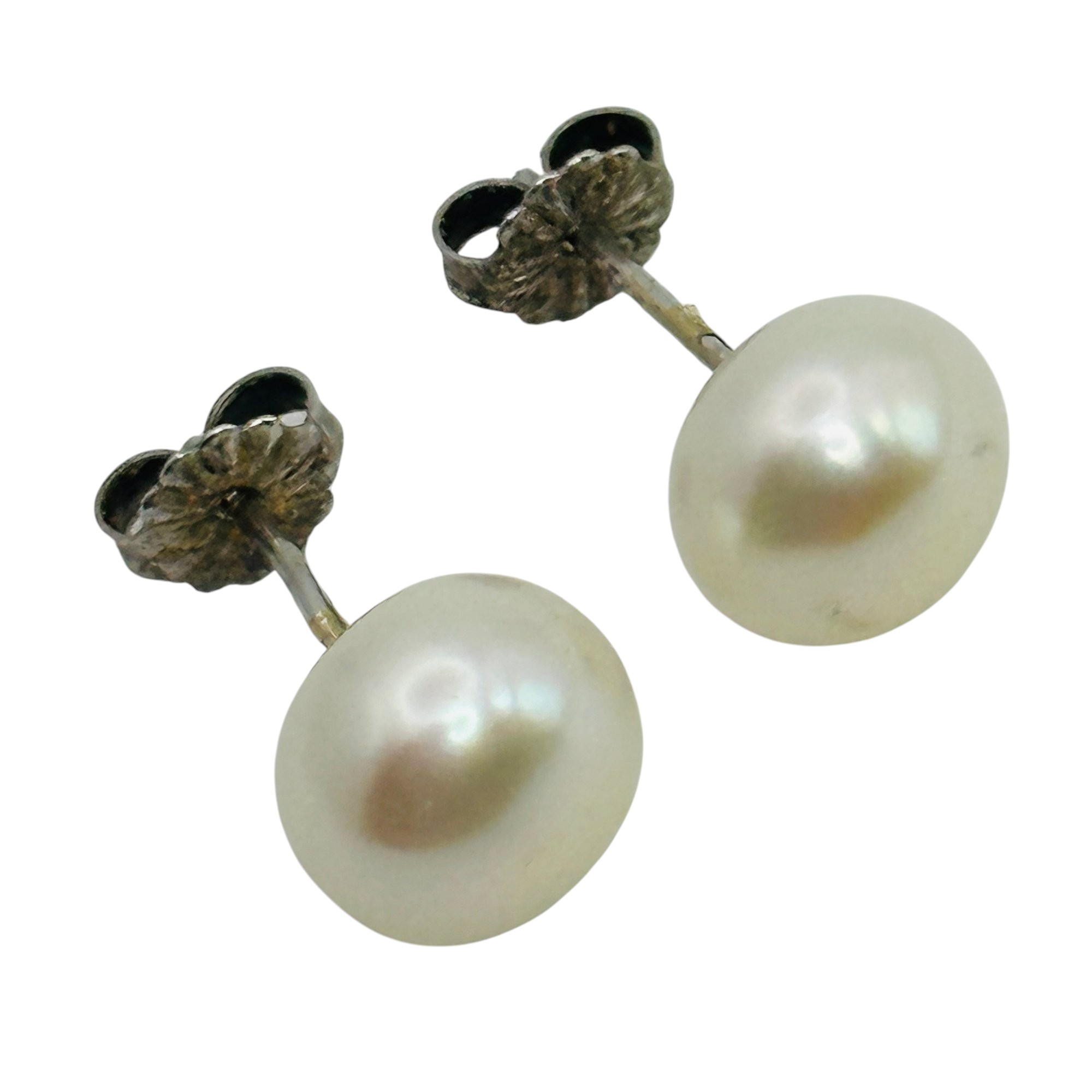 Signed Sterling Pearl Earrings
