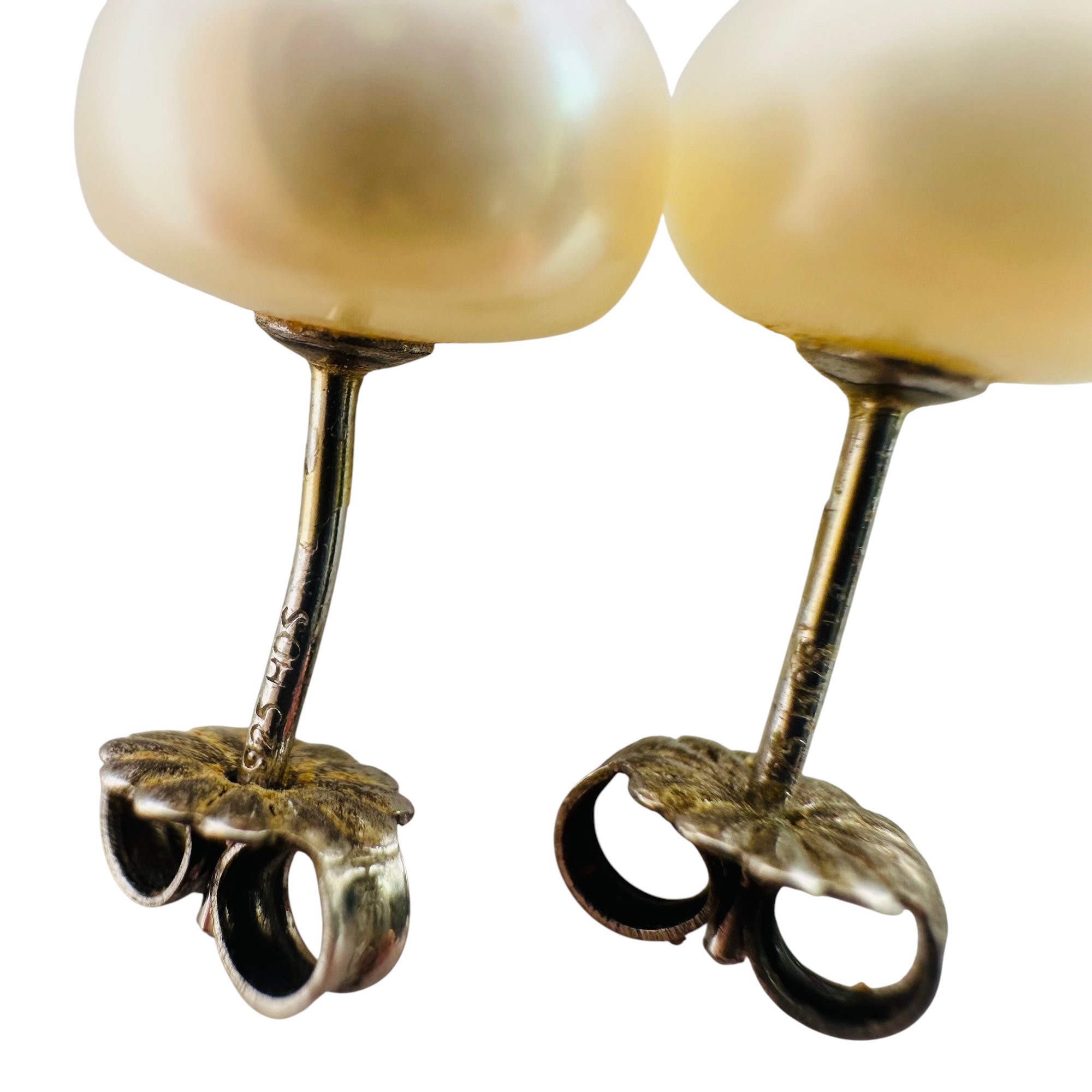 Signed Sterling Pearl Earrings