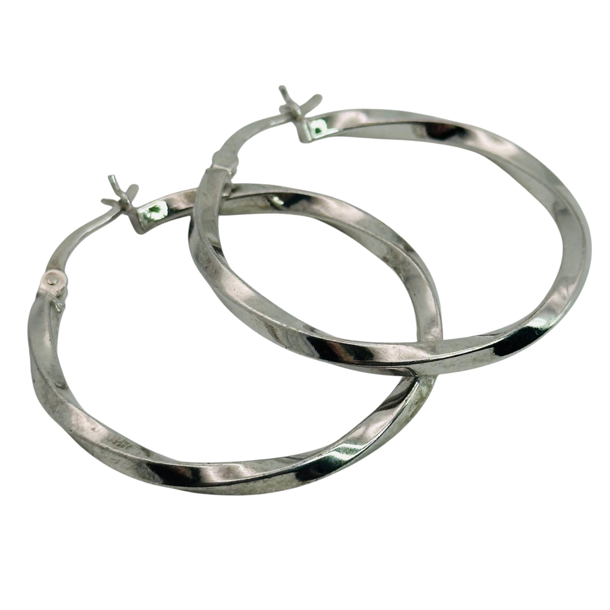 Signed Sterling Twisted Hoop Earrings