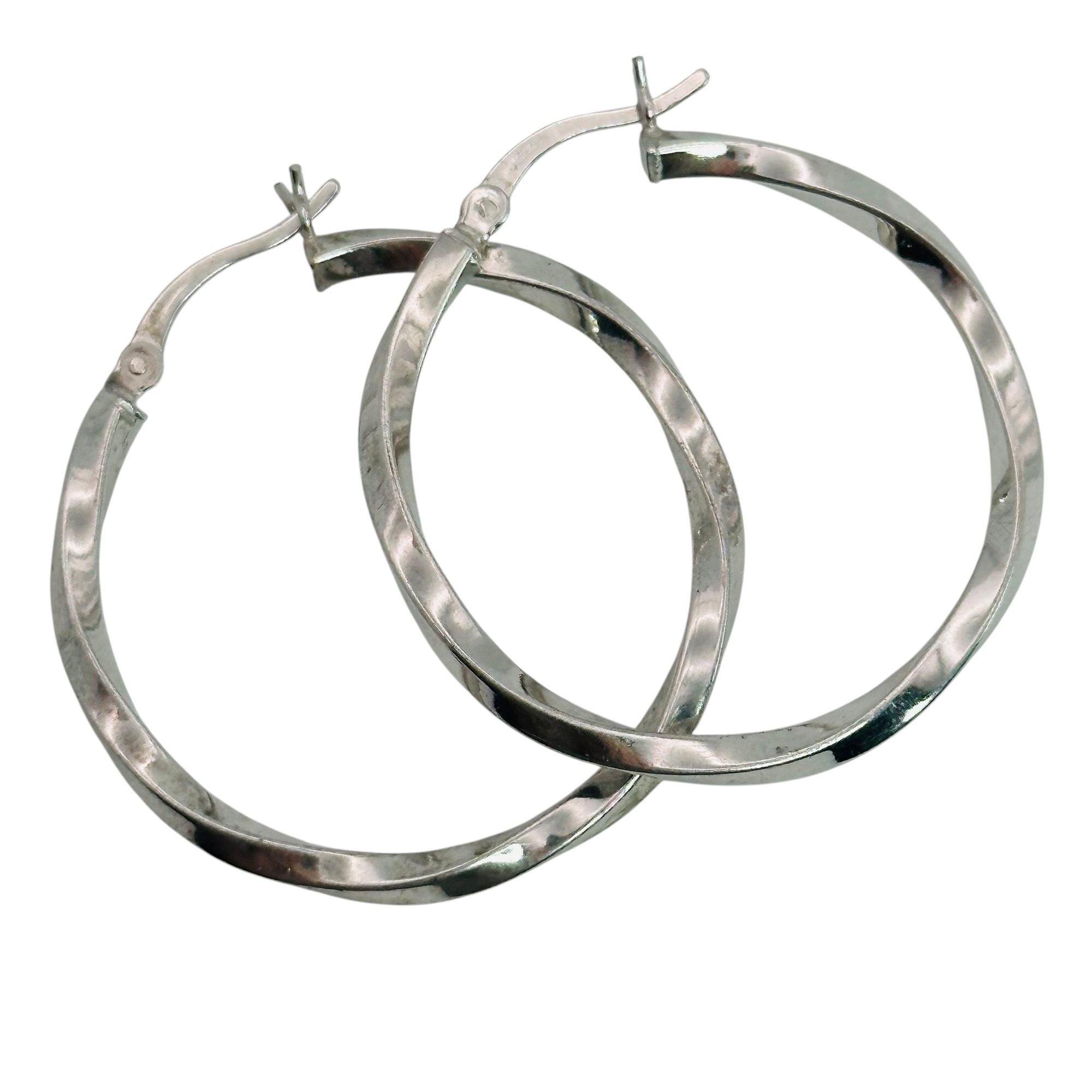 Signed Sterling Twisted Hoop Earrings