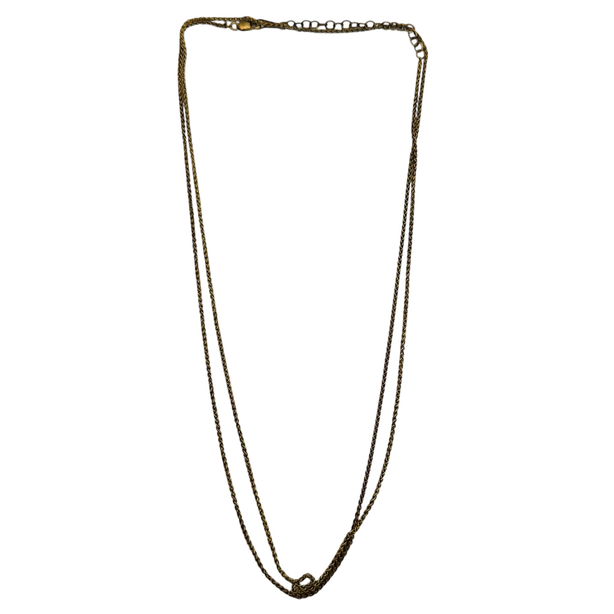 Signed Sterling Wheat Chain Long Necklace