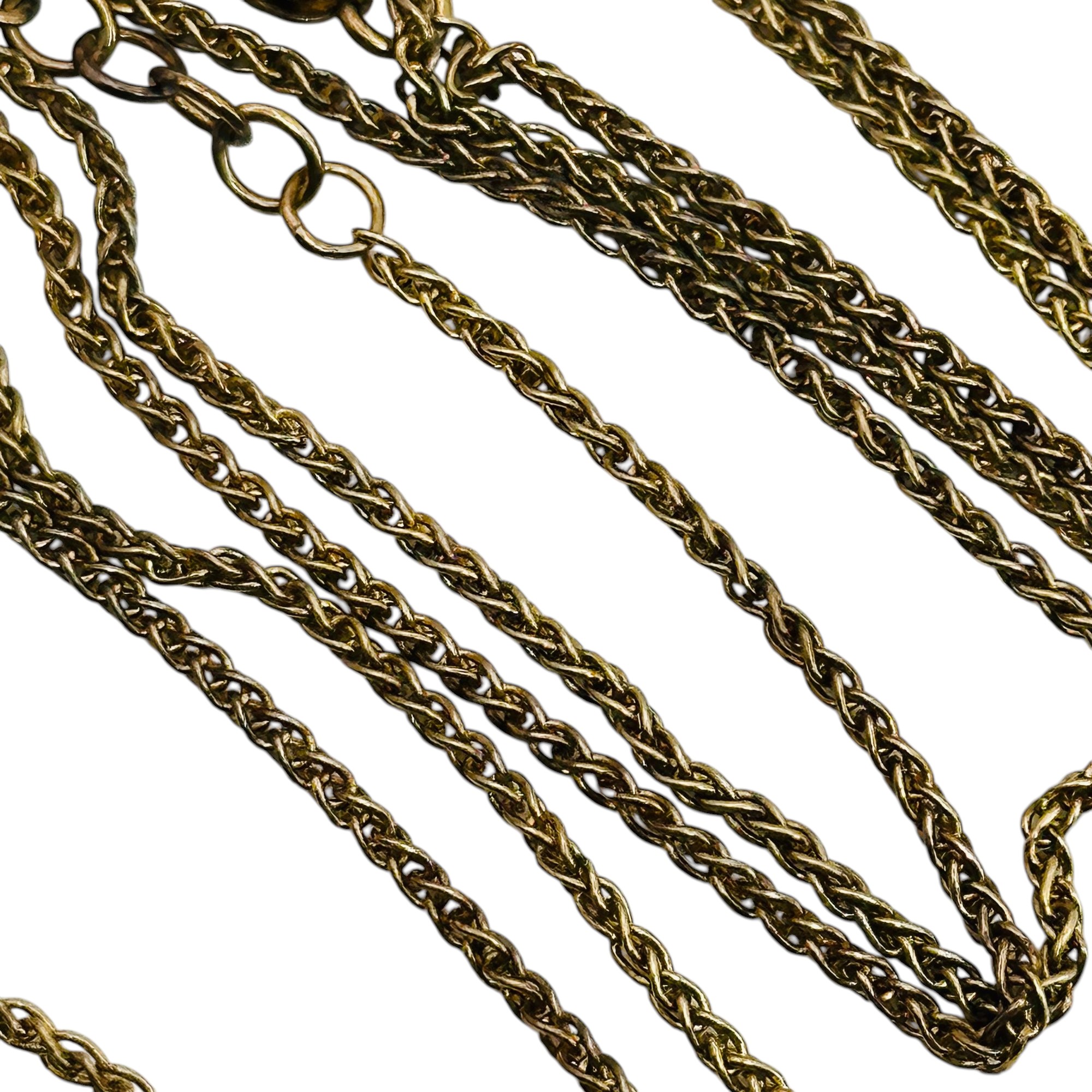 Signed Sterling Wheat Chain Long Necklace