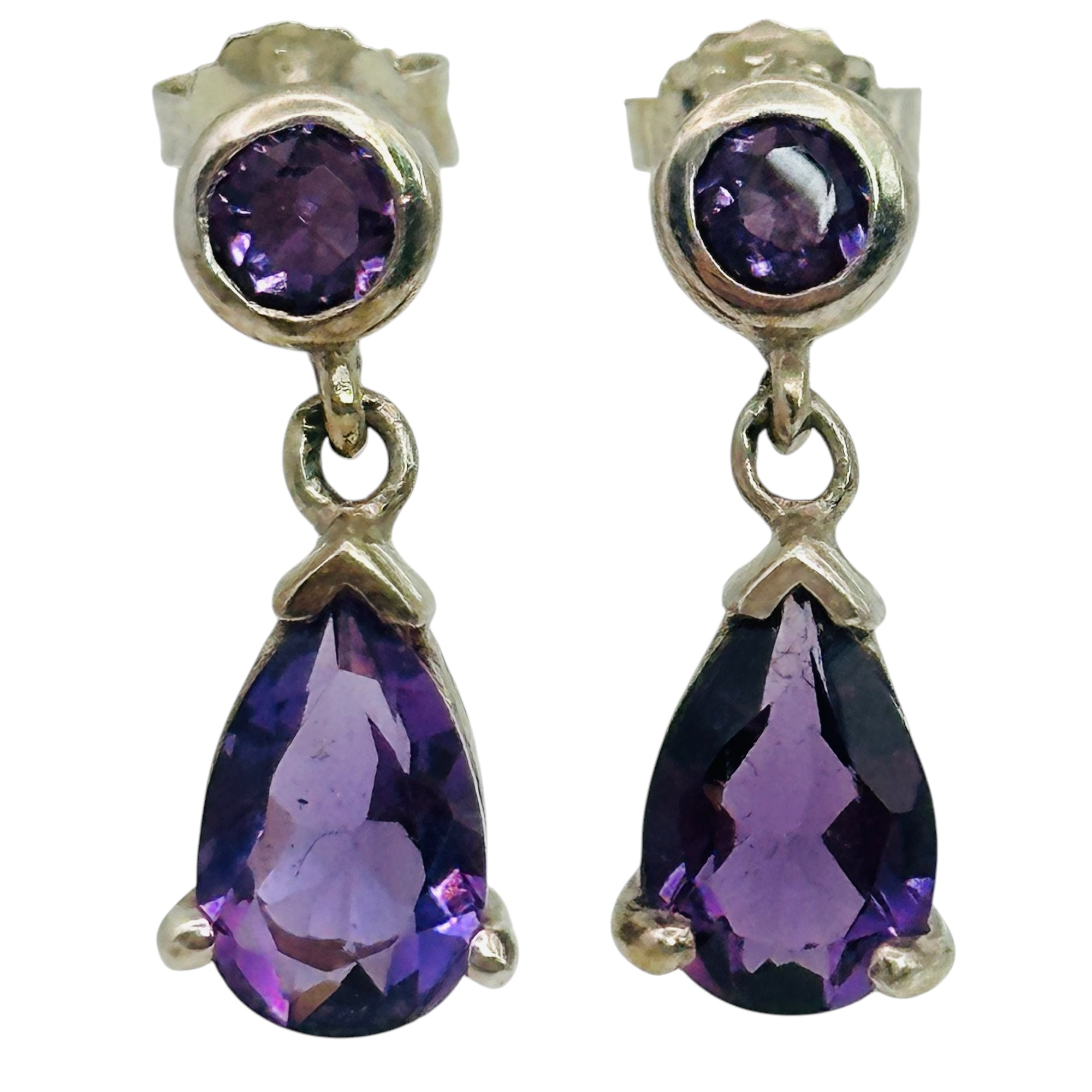 Sterling Amethyst Teardrop Earrings