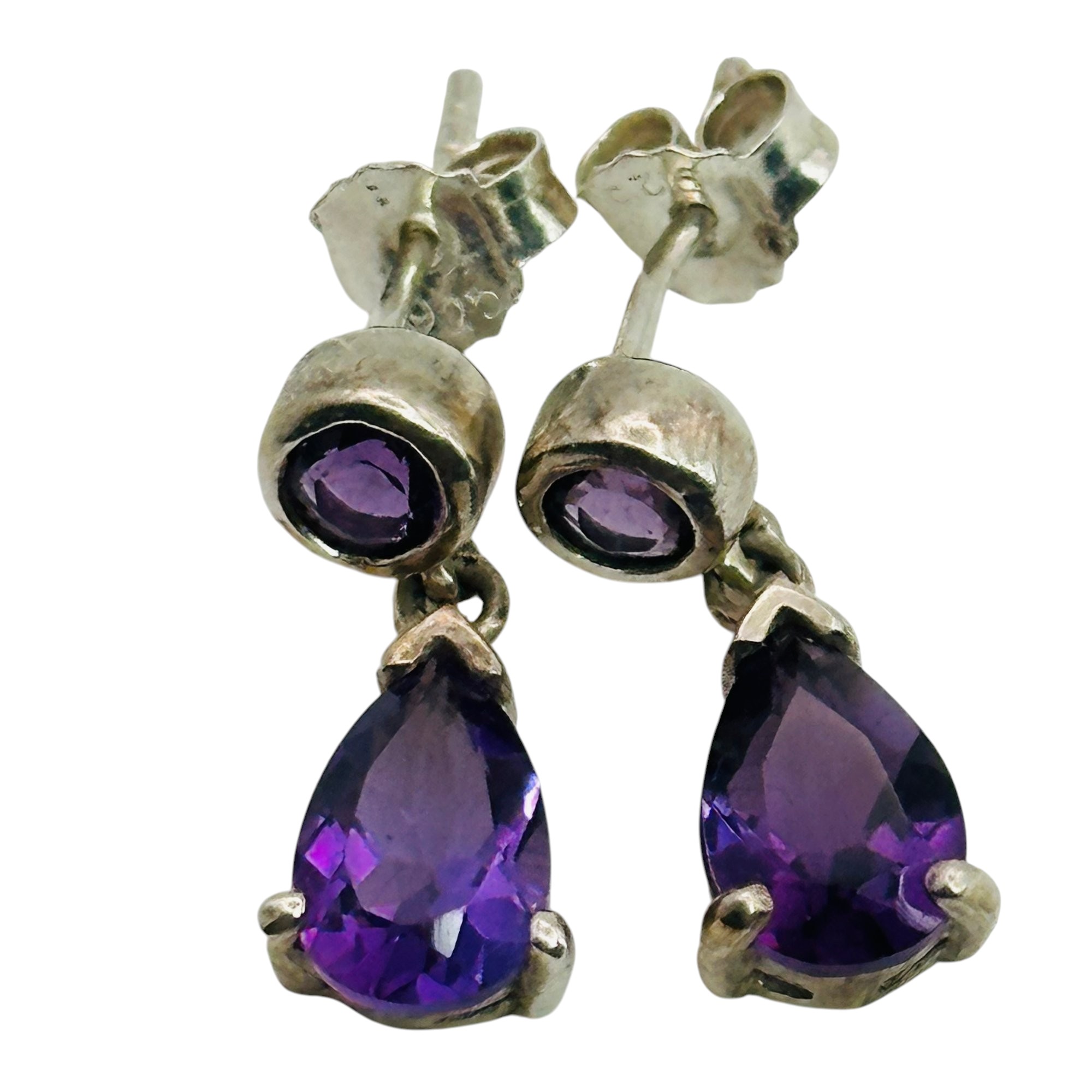 Sterling Amethyst Teardrop Earrings