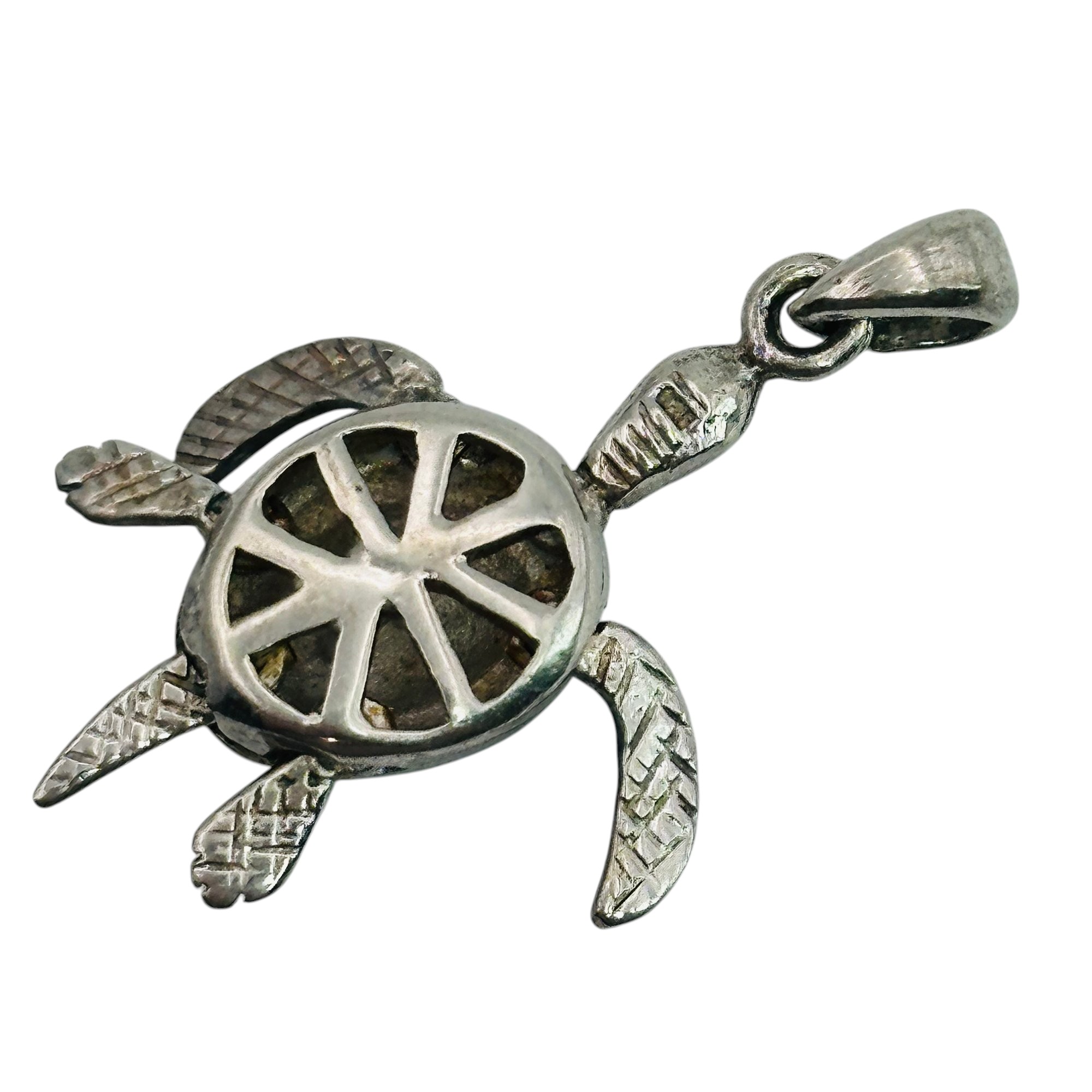 Sterling Opal Moving Turtle Pendant