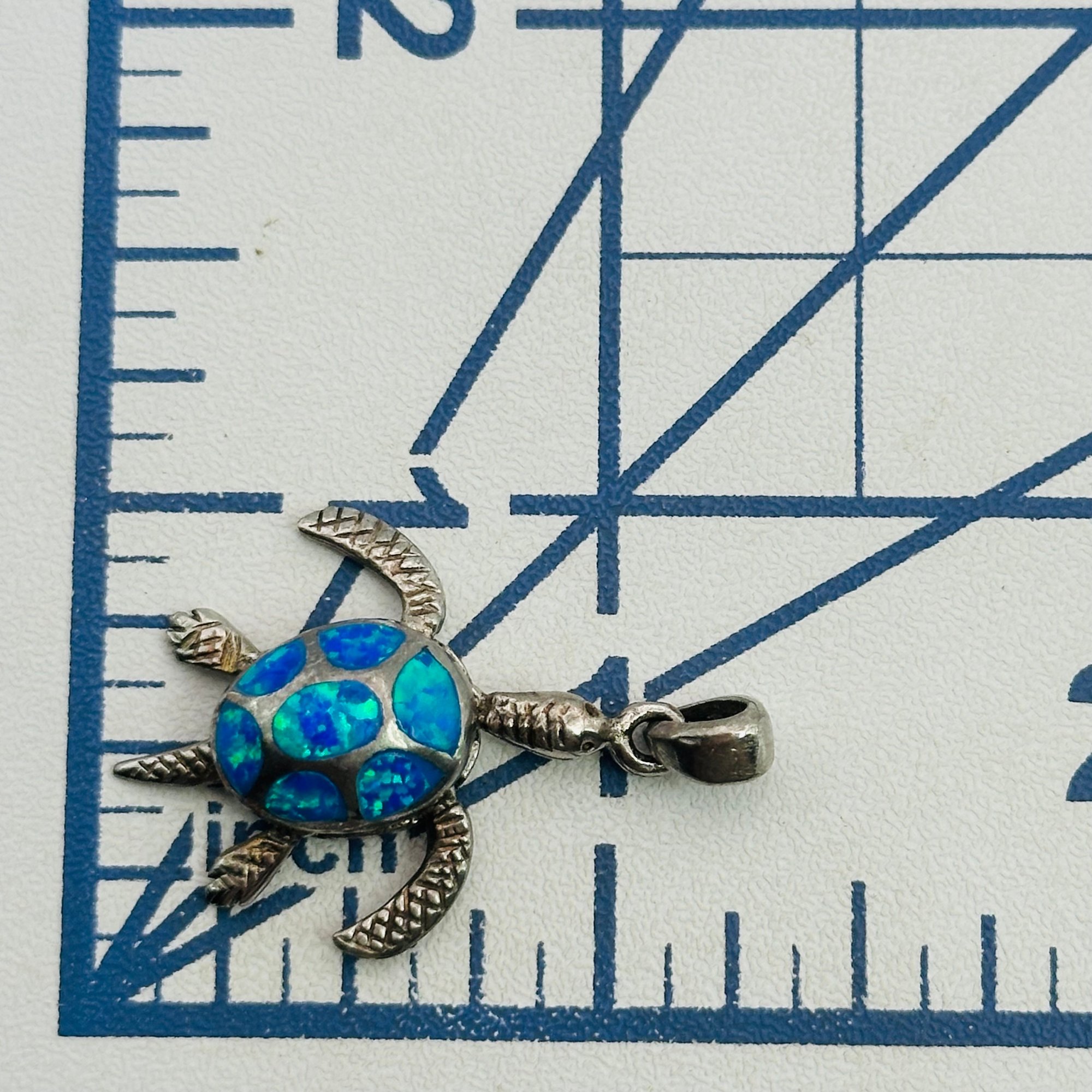 Sterling Opal Moving Turtle Pendant