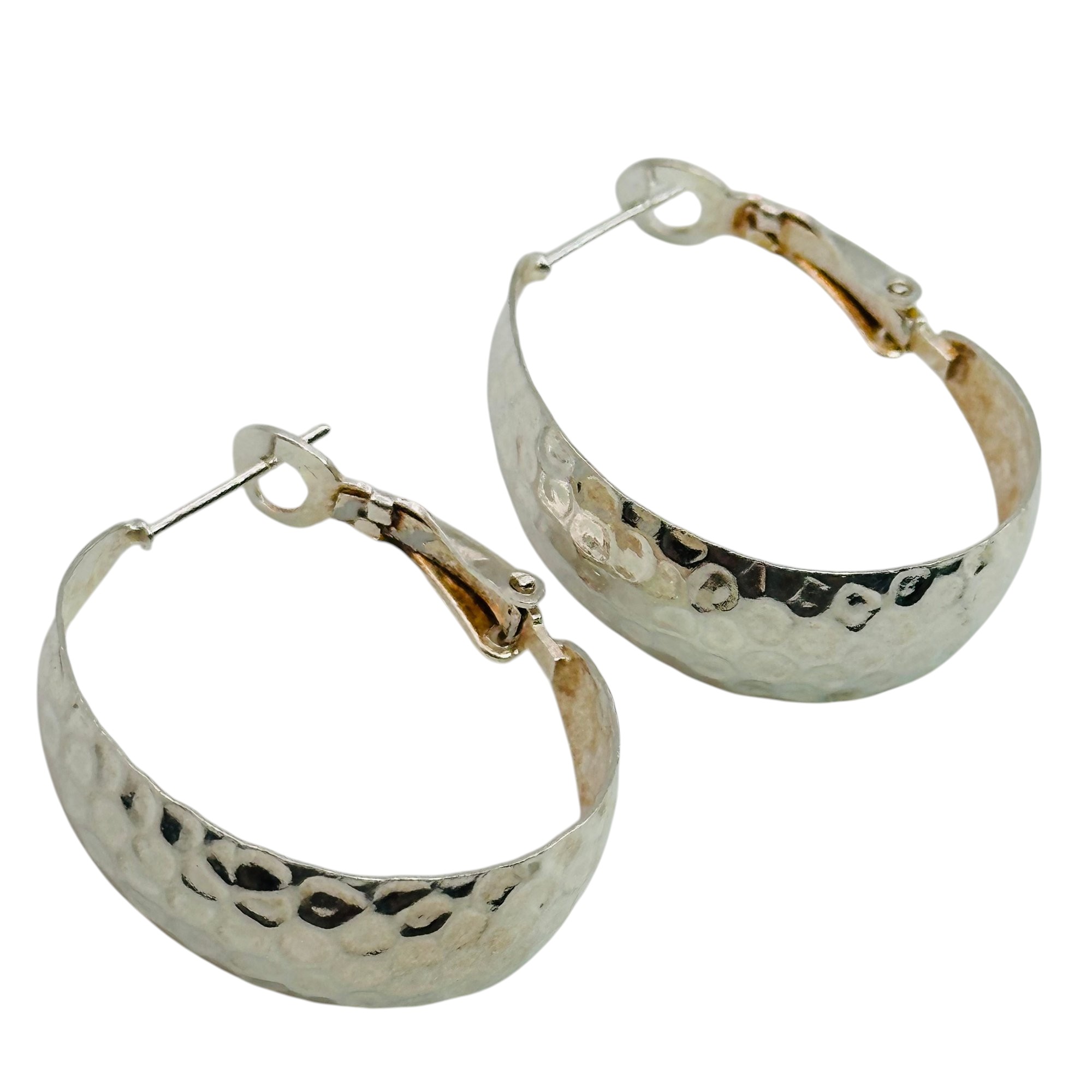 Sterling Hammered Hoop Earrings
