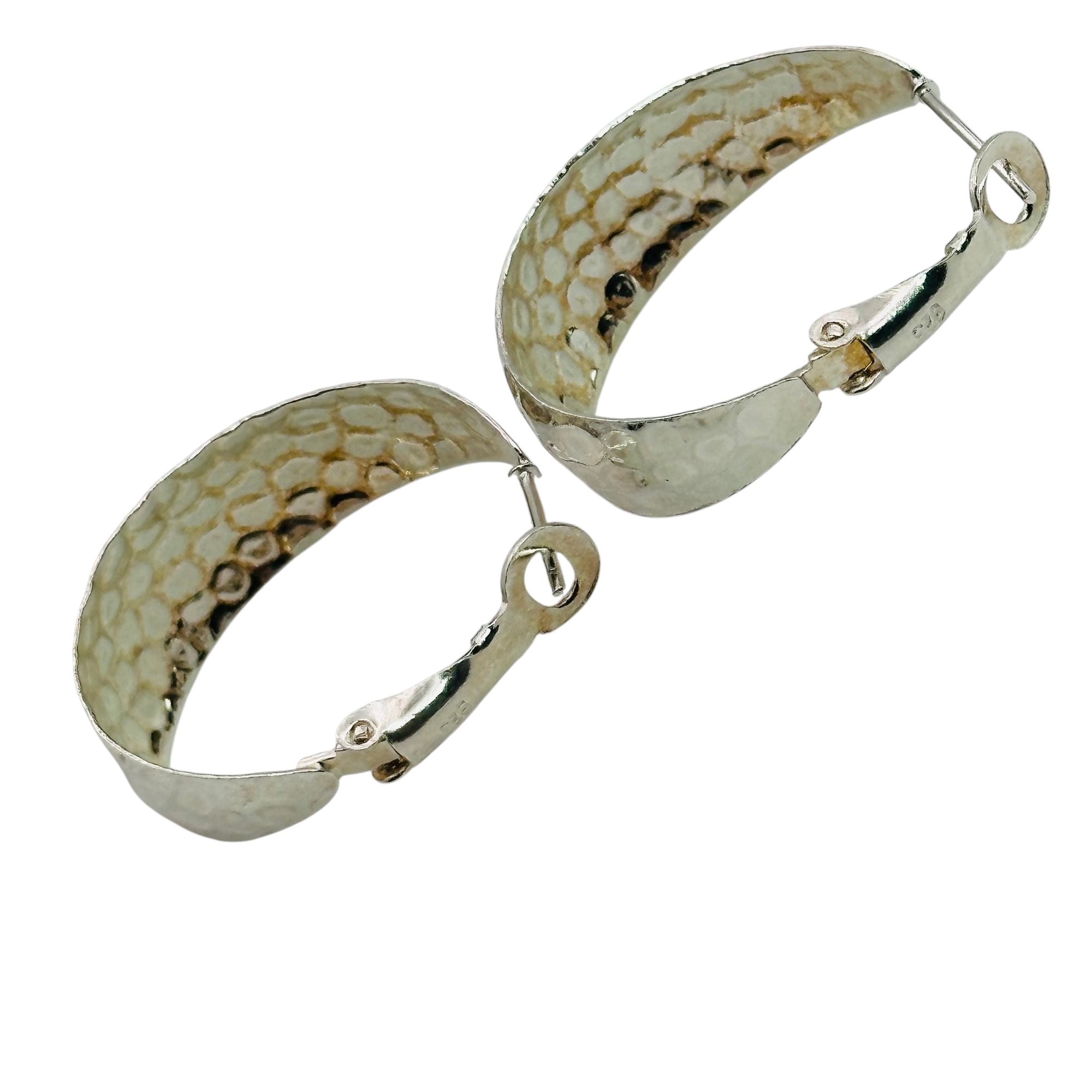 Sterling Hammered Hoop Earrings