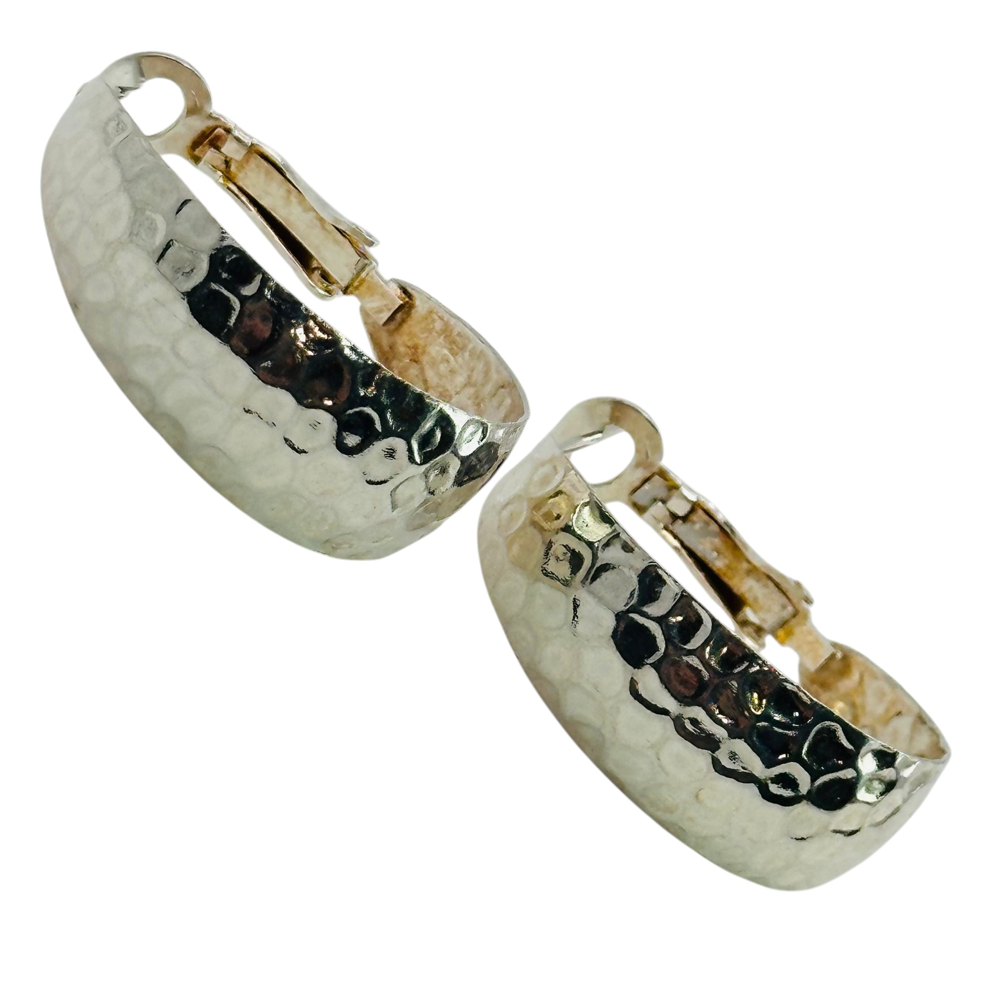 Sterling Hammered Hoop Earrings