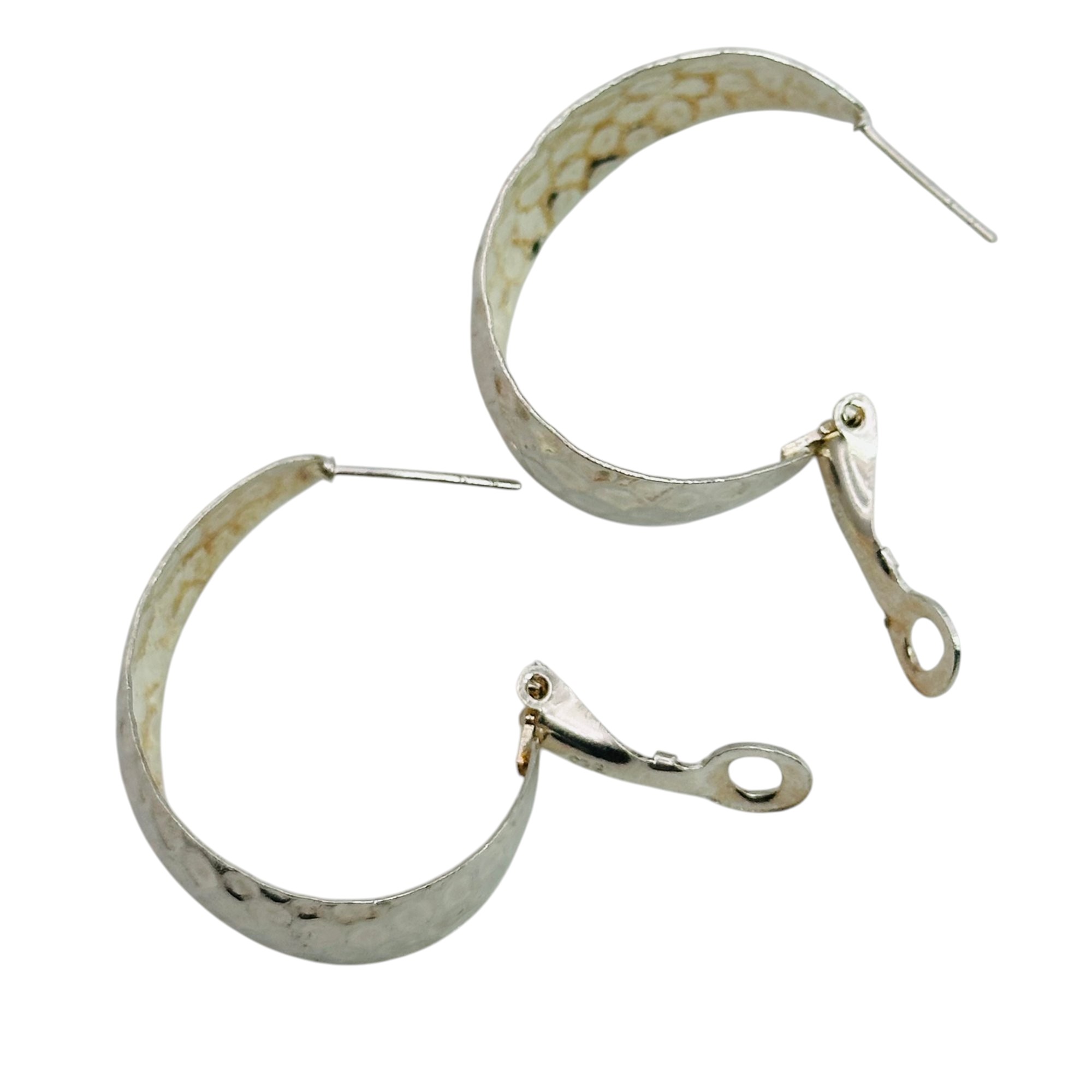 Sterling Hammered Hoop Earrings
