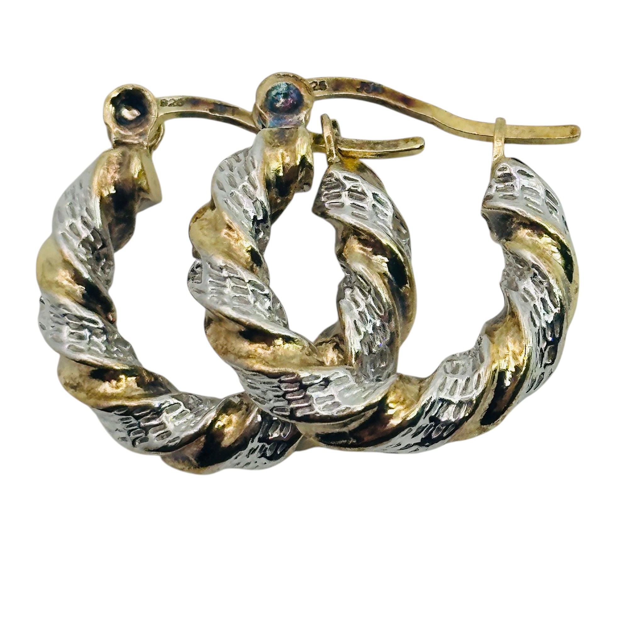 Signed Sterling Twisted Hoop Earrings