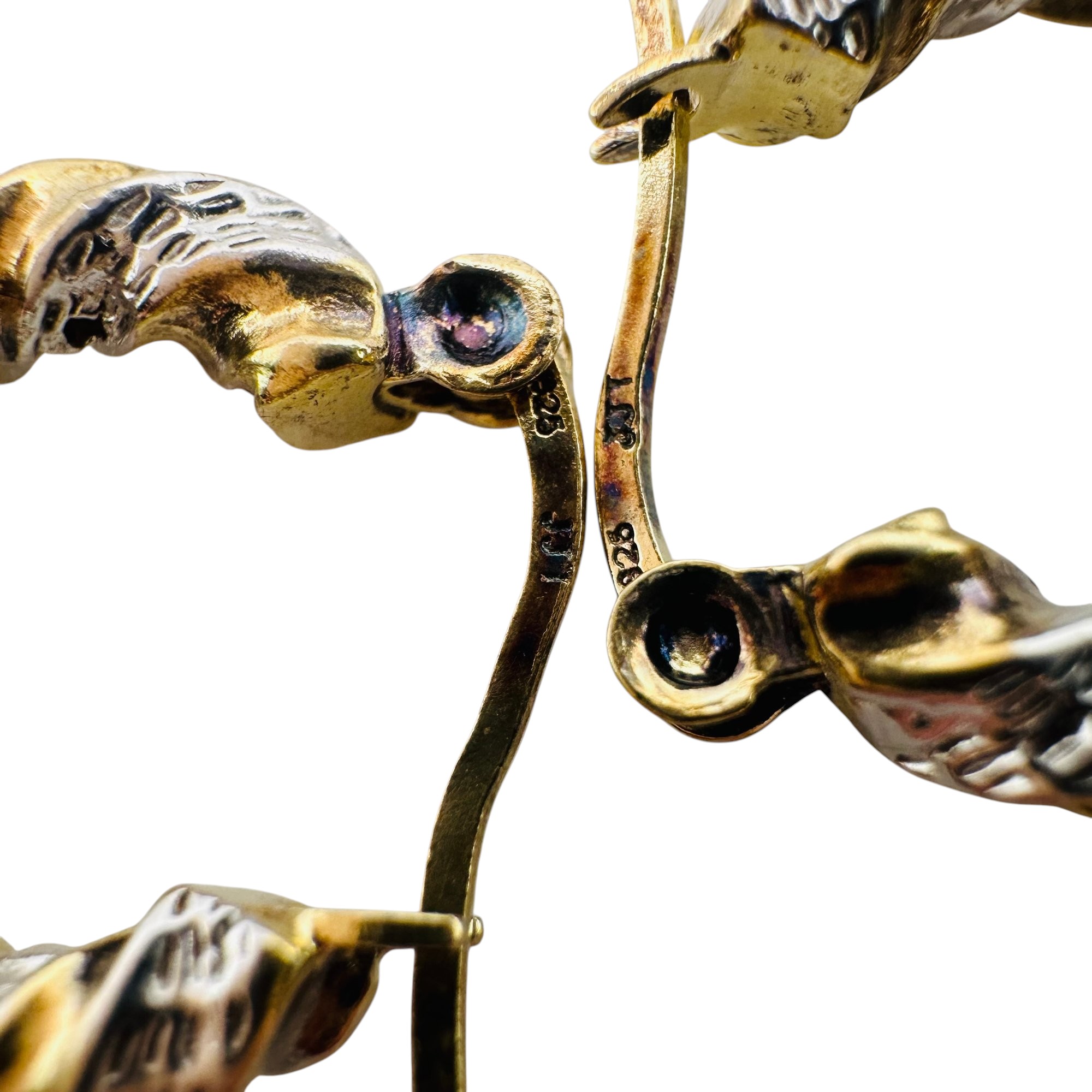 Signed Sterling Twisted Hoop Earrings