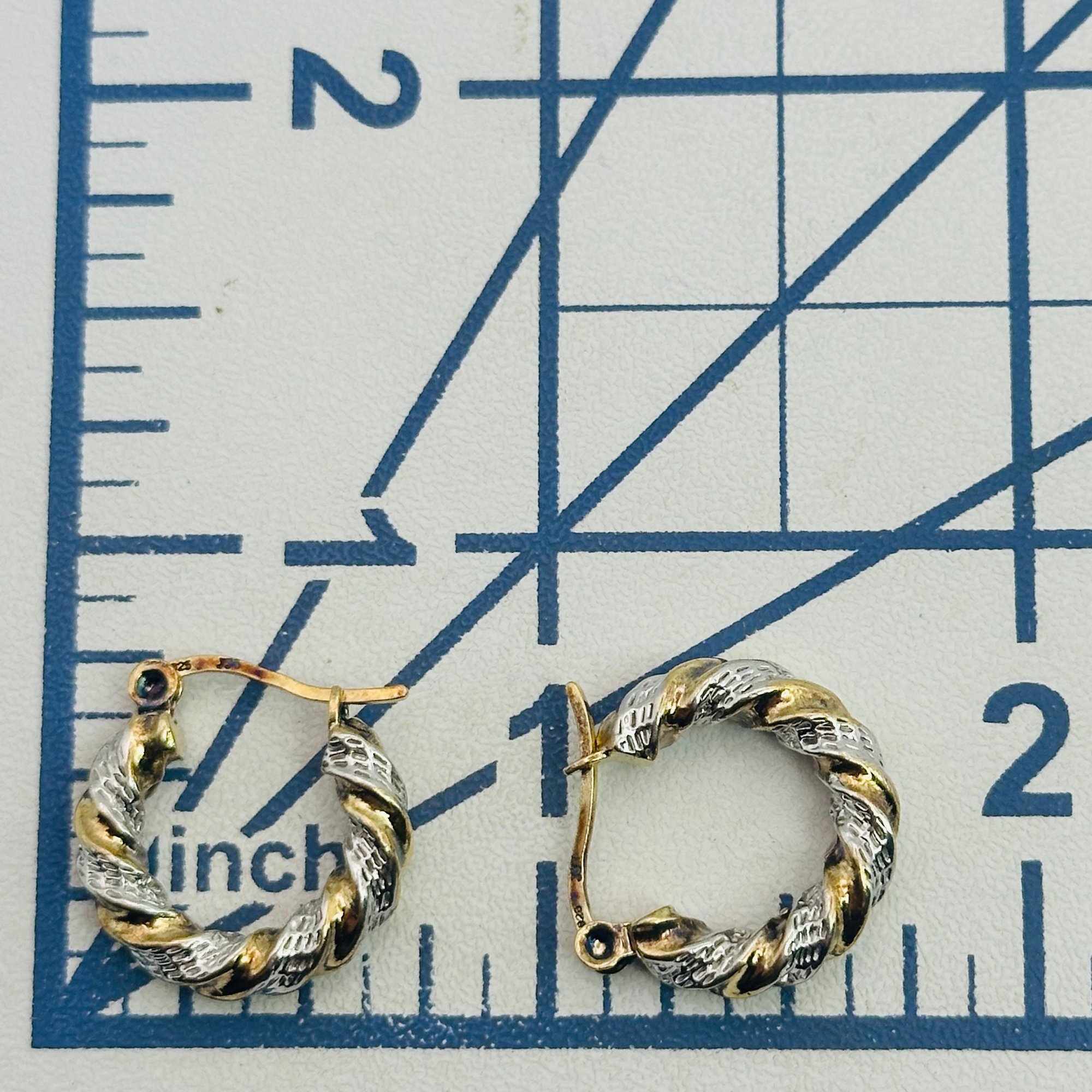 Signed Sterling Twisted Hoop Earrings
