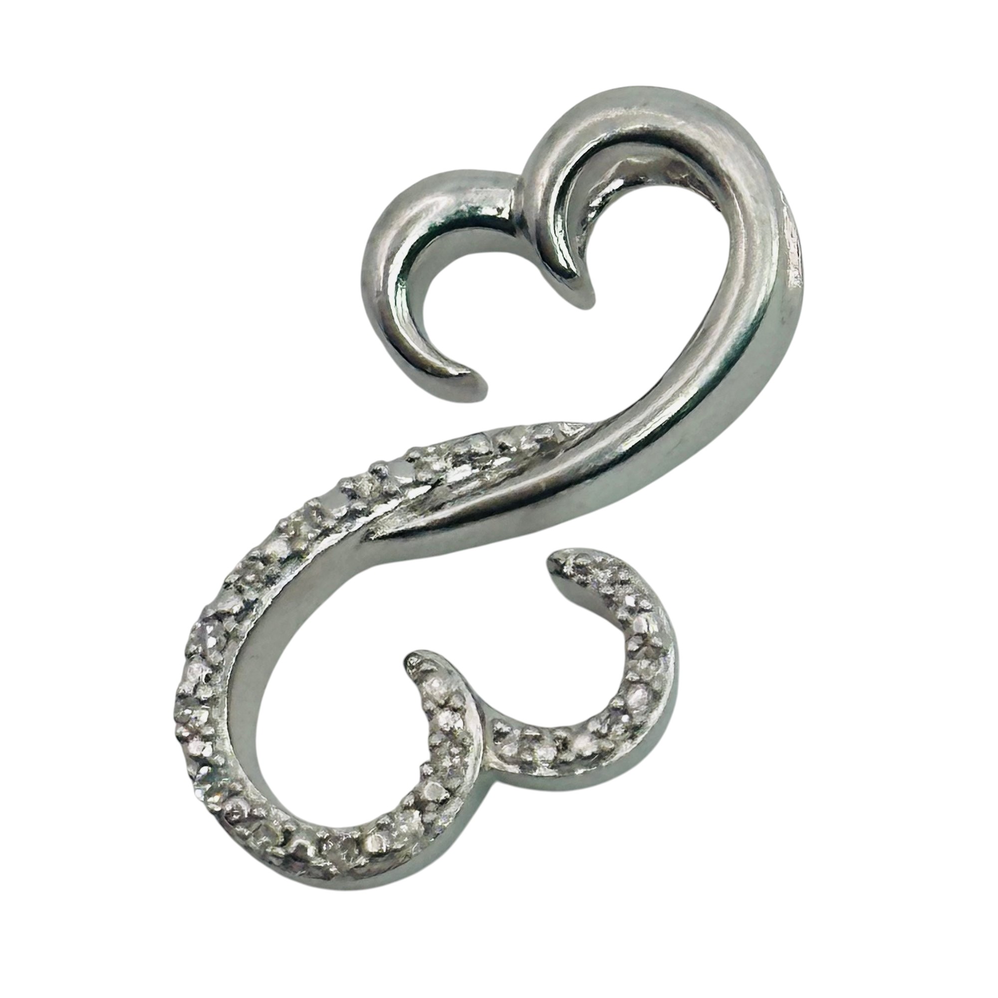 Signed Sterling Diamond Infinity Heart Pendant