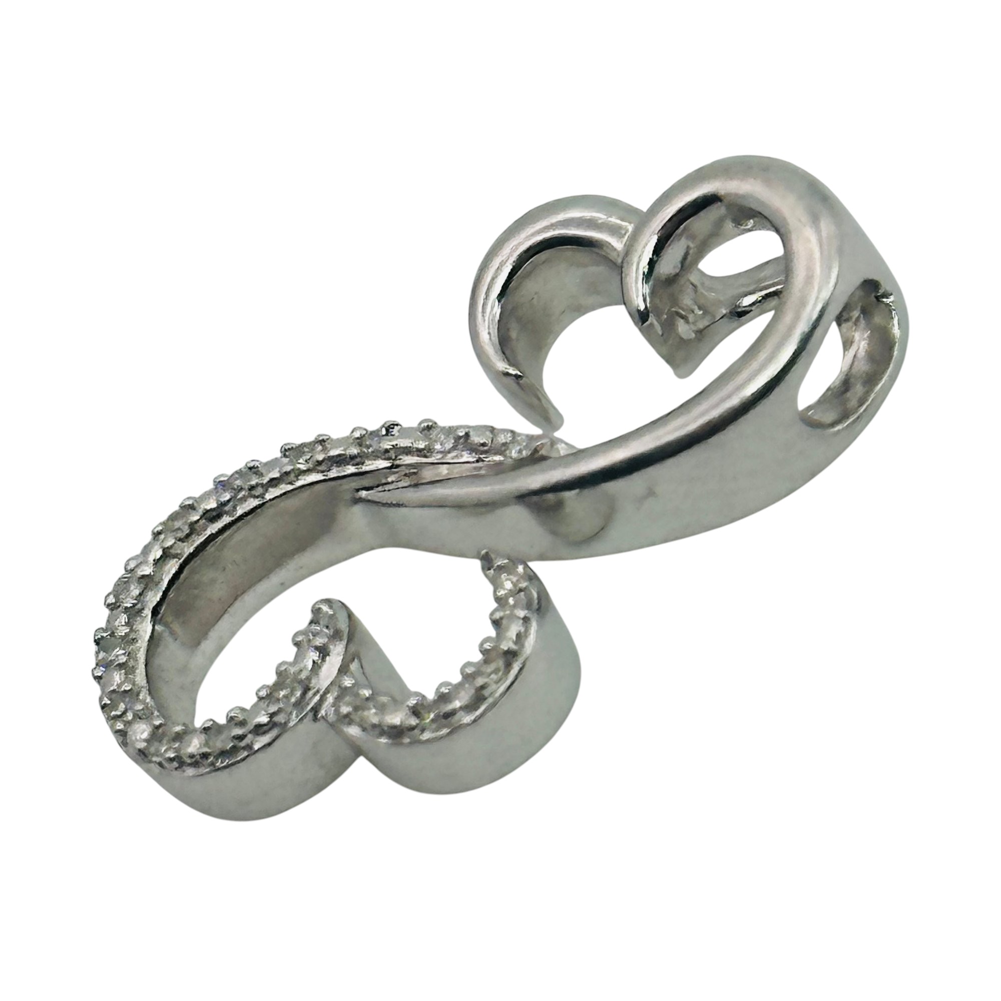 Signed Sterling Diamond Infinity Heart Pendant