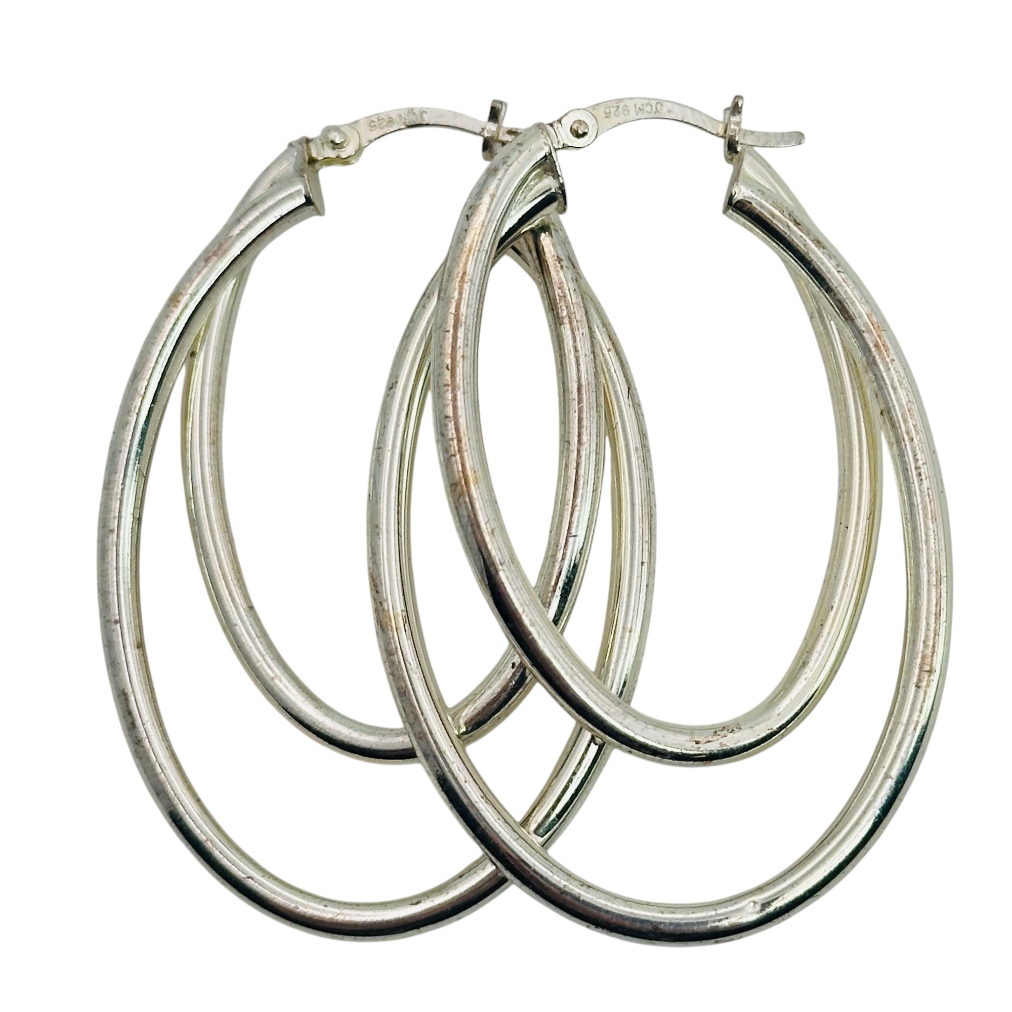 Signed Sterling Double Hoop Earrings