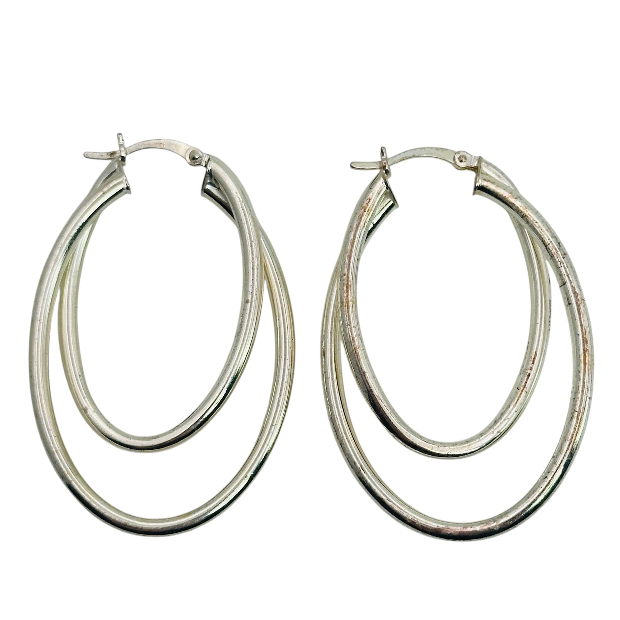 Signed Sterling Double Hoop Earrings