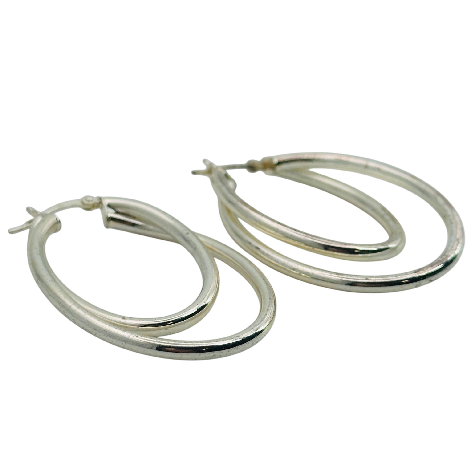 Signed Sterling Double Hoop Earrings
