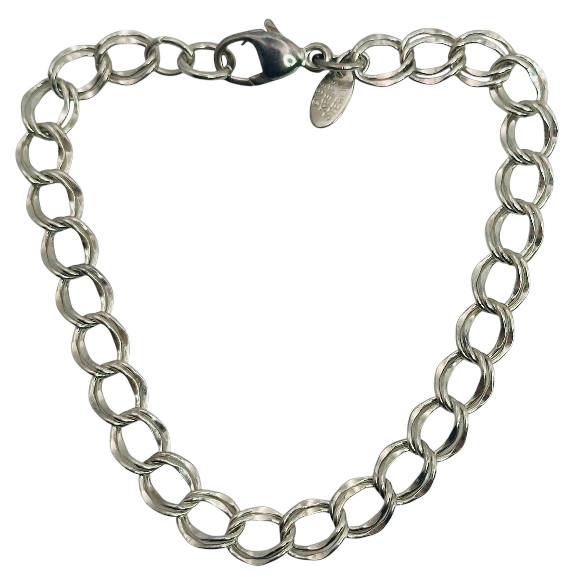 Signed Sterling Double Curb Chain Bracelet