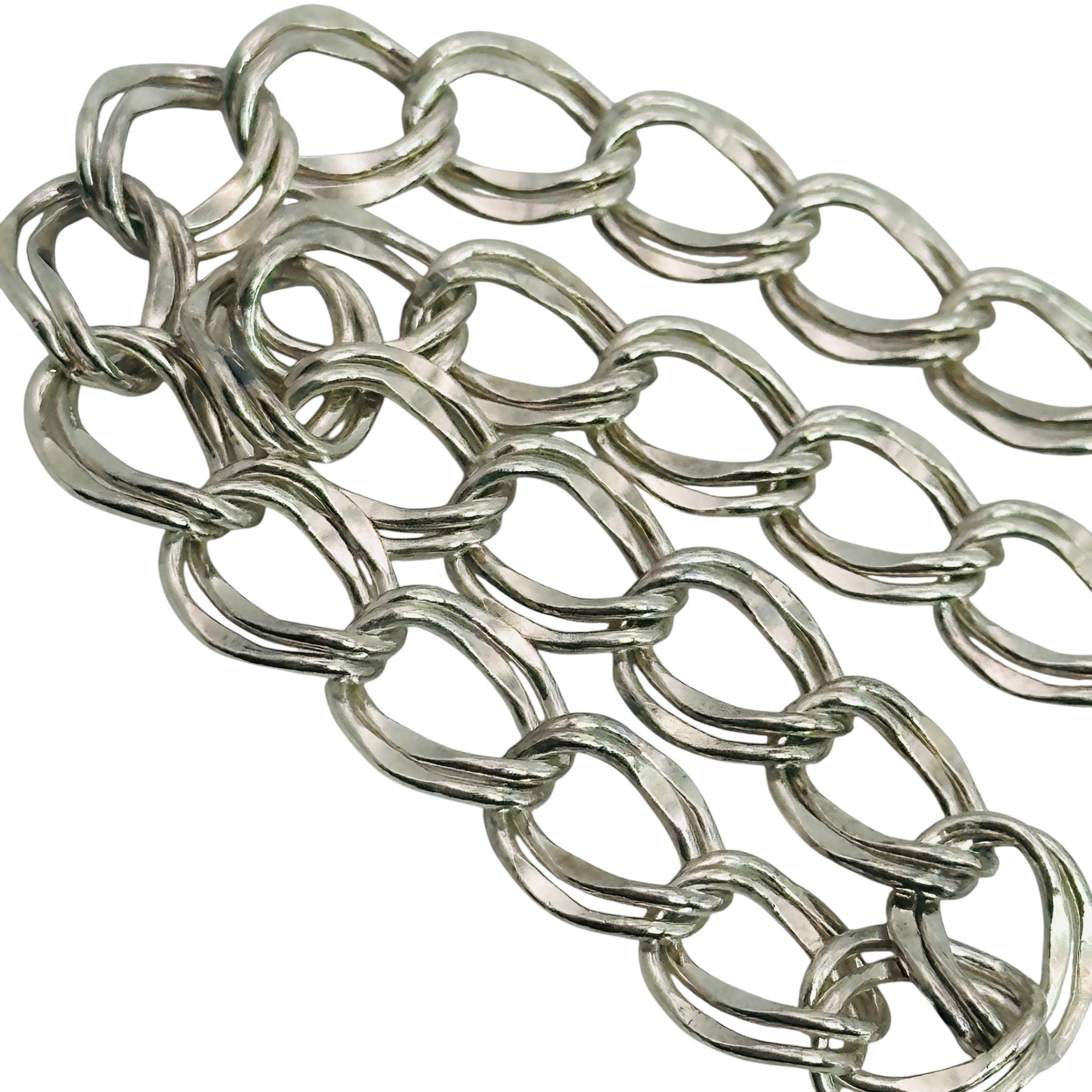 Signed Sterling Double Curb Chain Bracelet