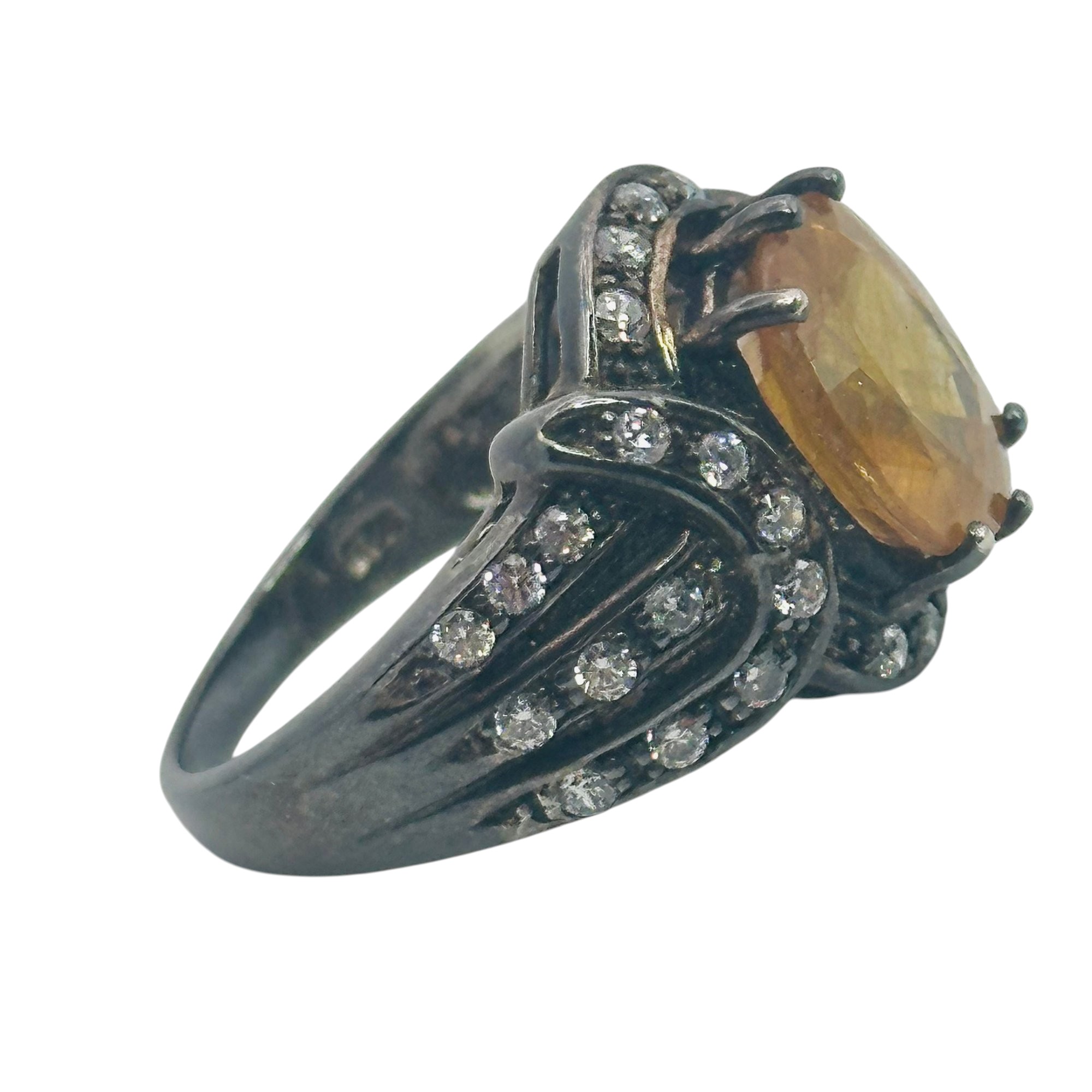 Sterling Topaz Belt Ring Sz 6