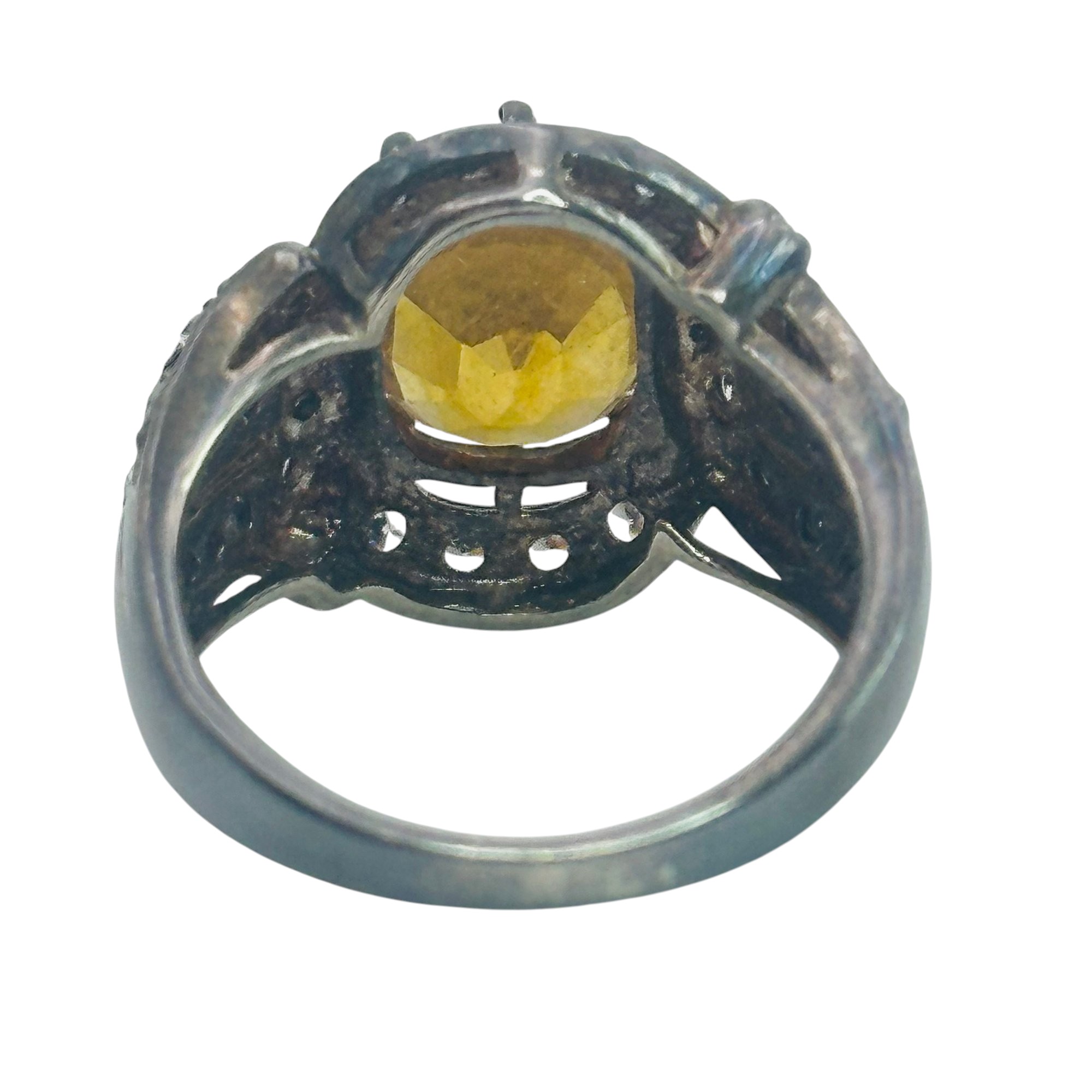Sterling Topaz Belt Ring Sz 6