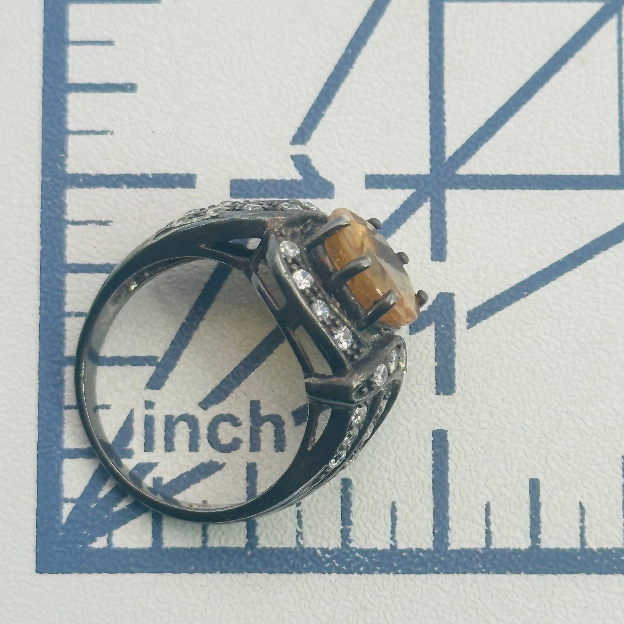 Sterling Topaz Belt Ring Sz 6