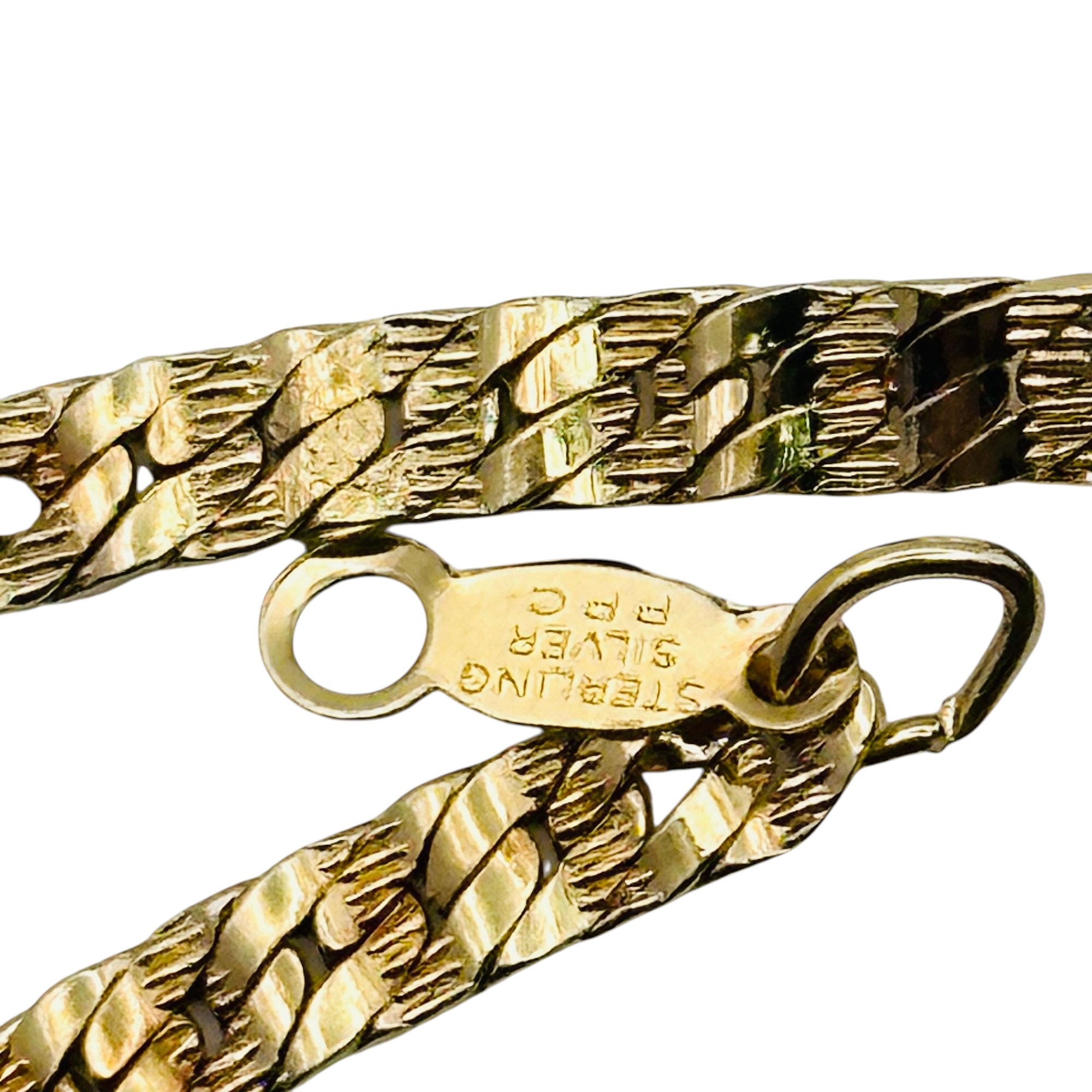Signed Sterling Flat Chain Bracelet