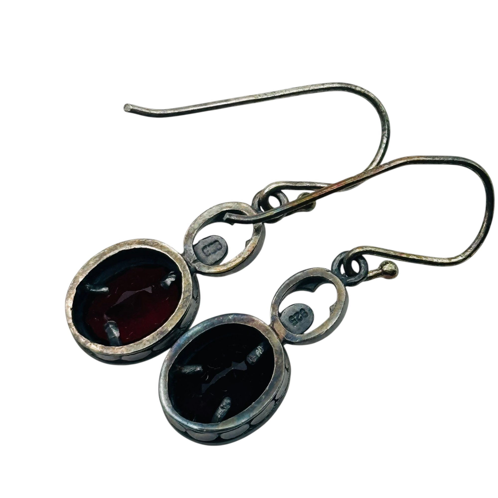 Sterling Garnet Dangle Earrings