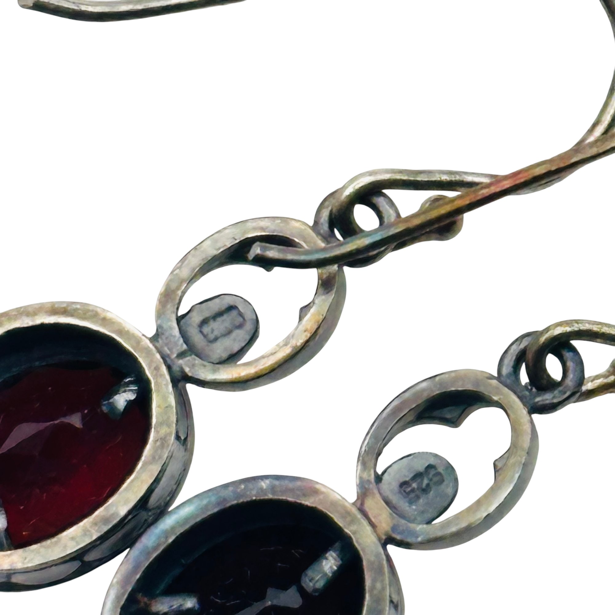 Sterling Garnet Dangle Earrings
