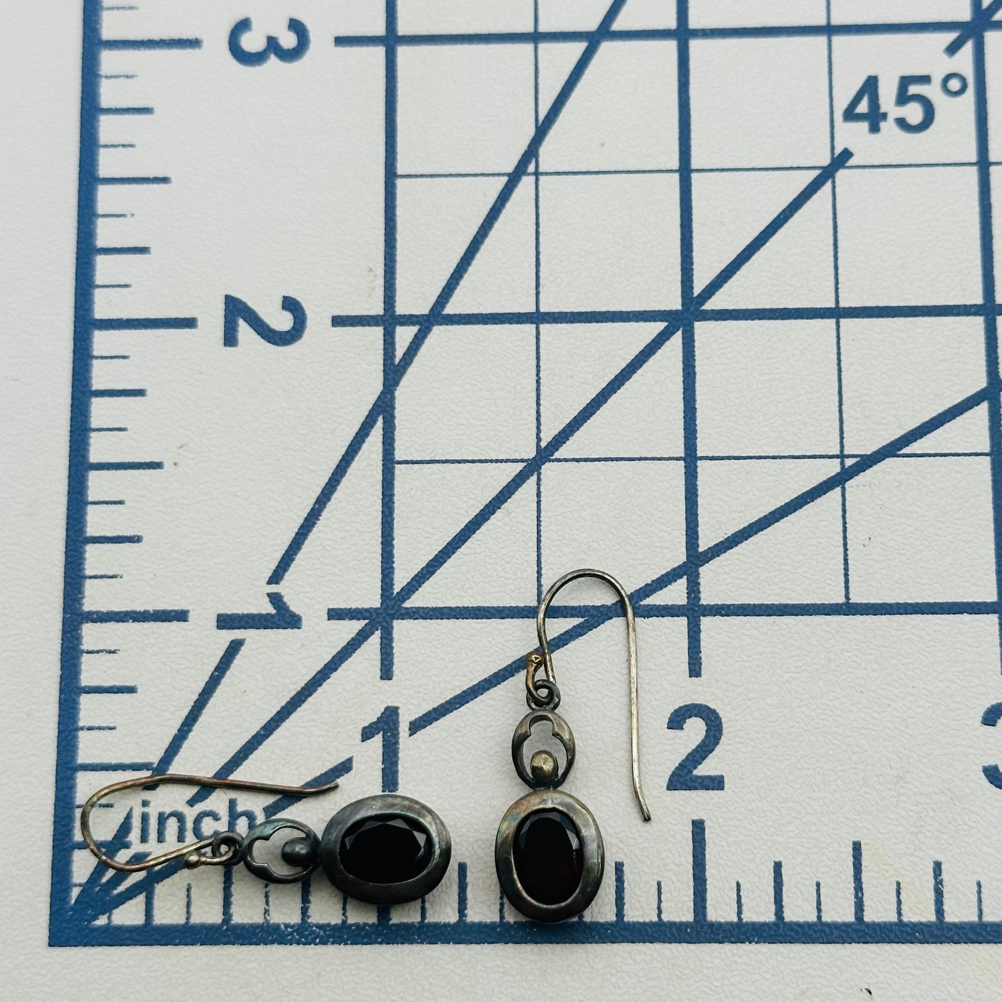 Sterling Garnet Dangle Earrings