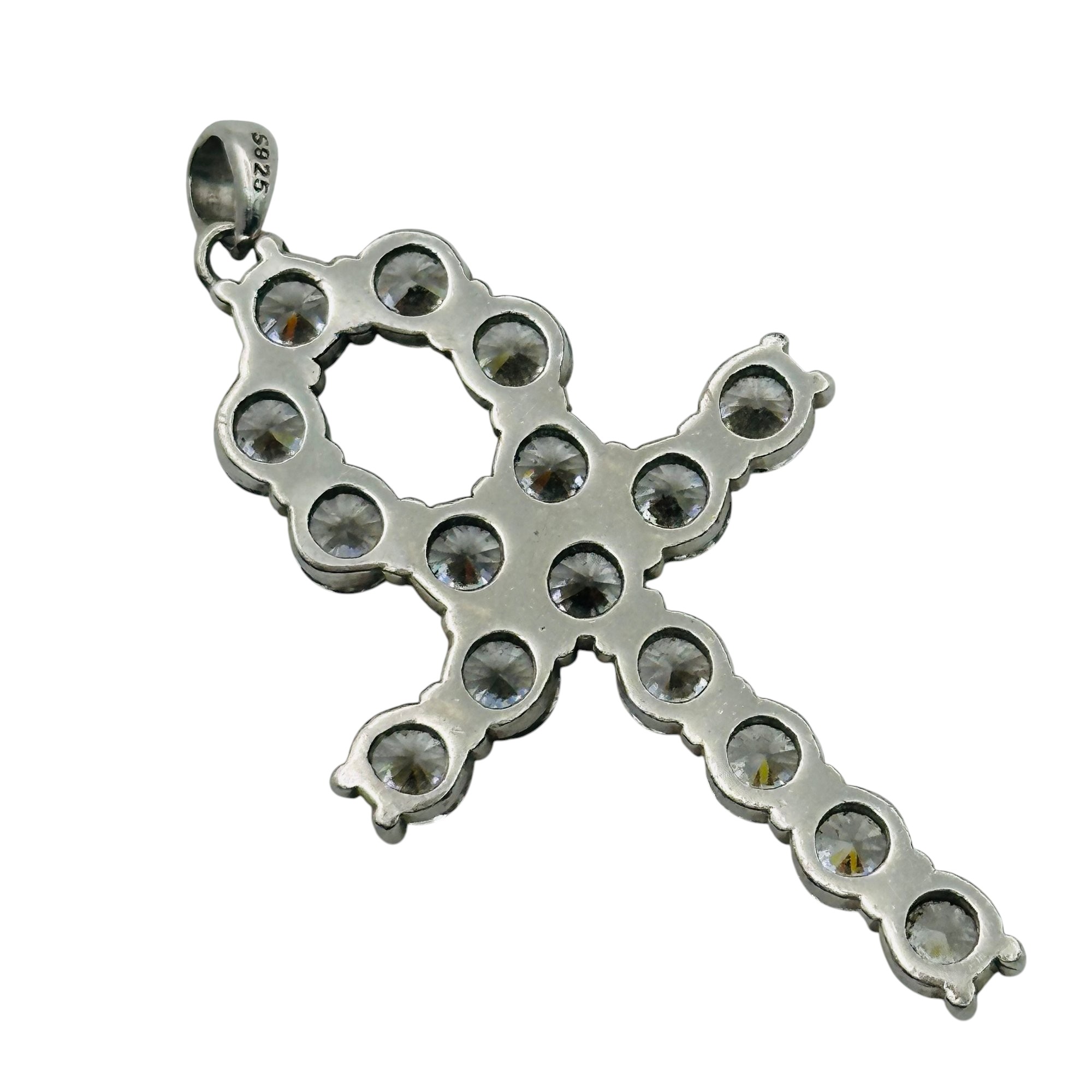 Sterling Rhinestone Ankh Pendant