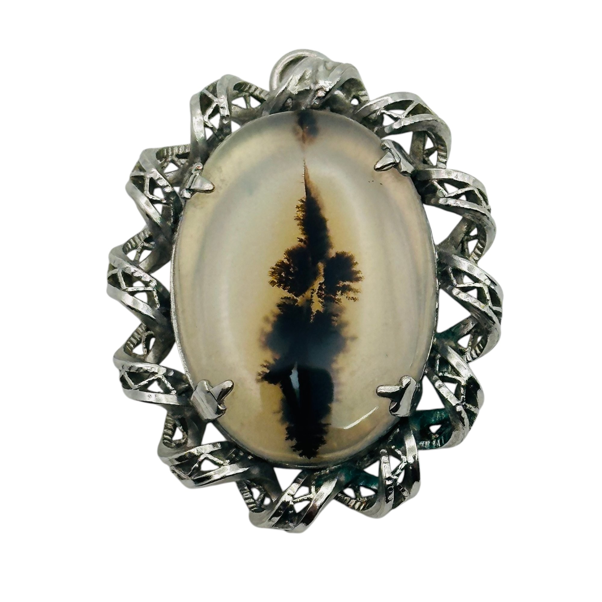 Sterling Dendritic Agate Pendant