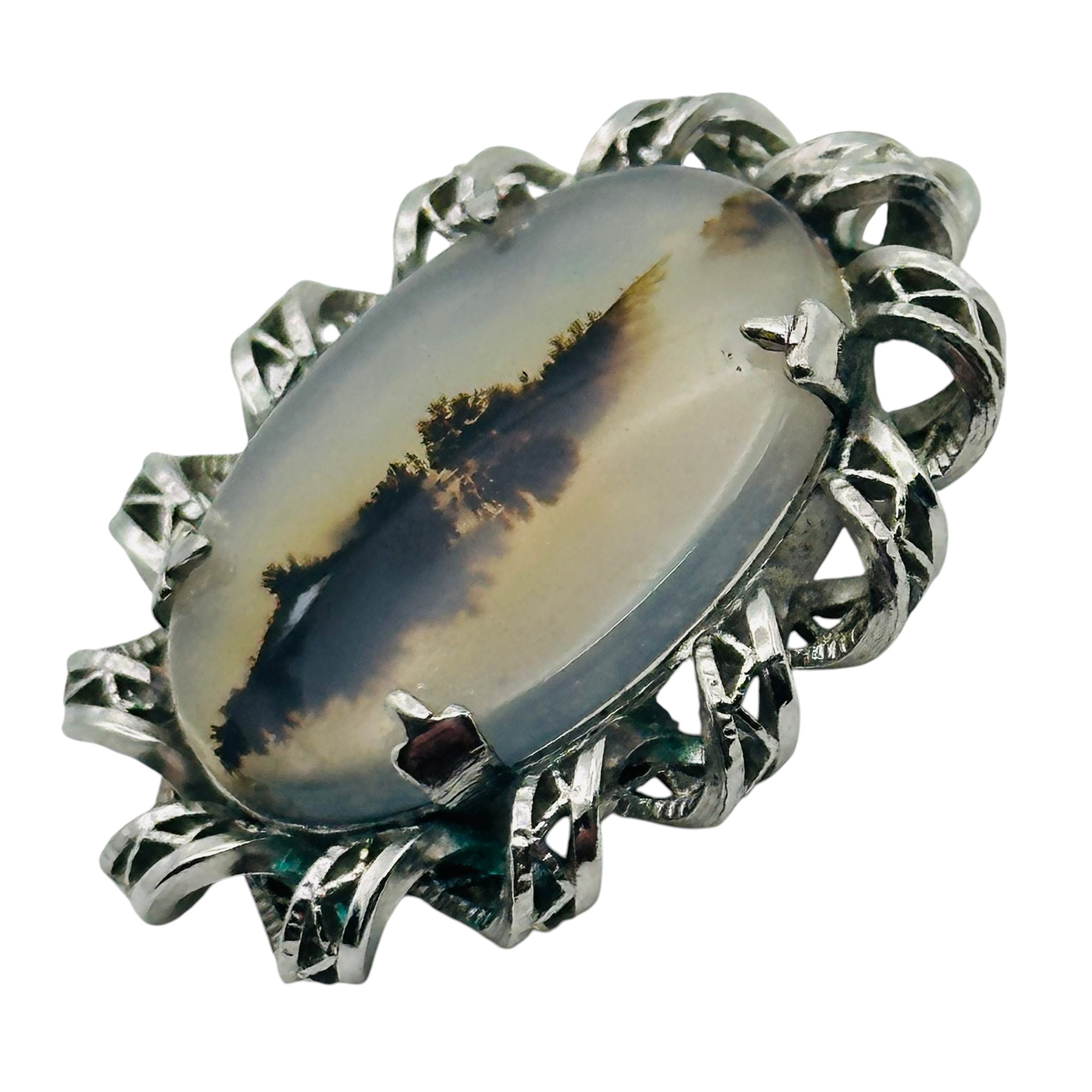 Sterling Dendritic Agate Pendant