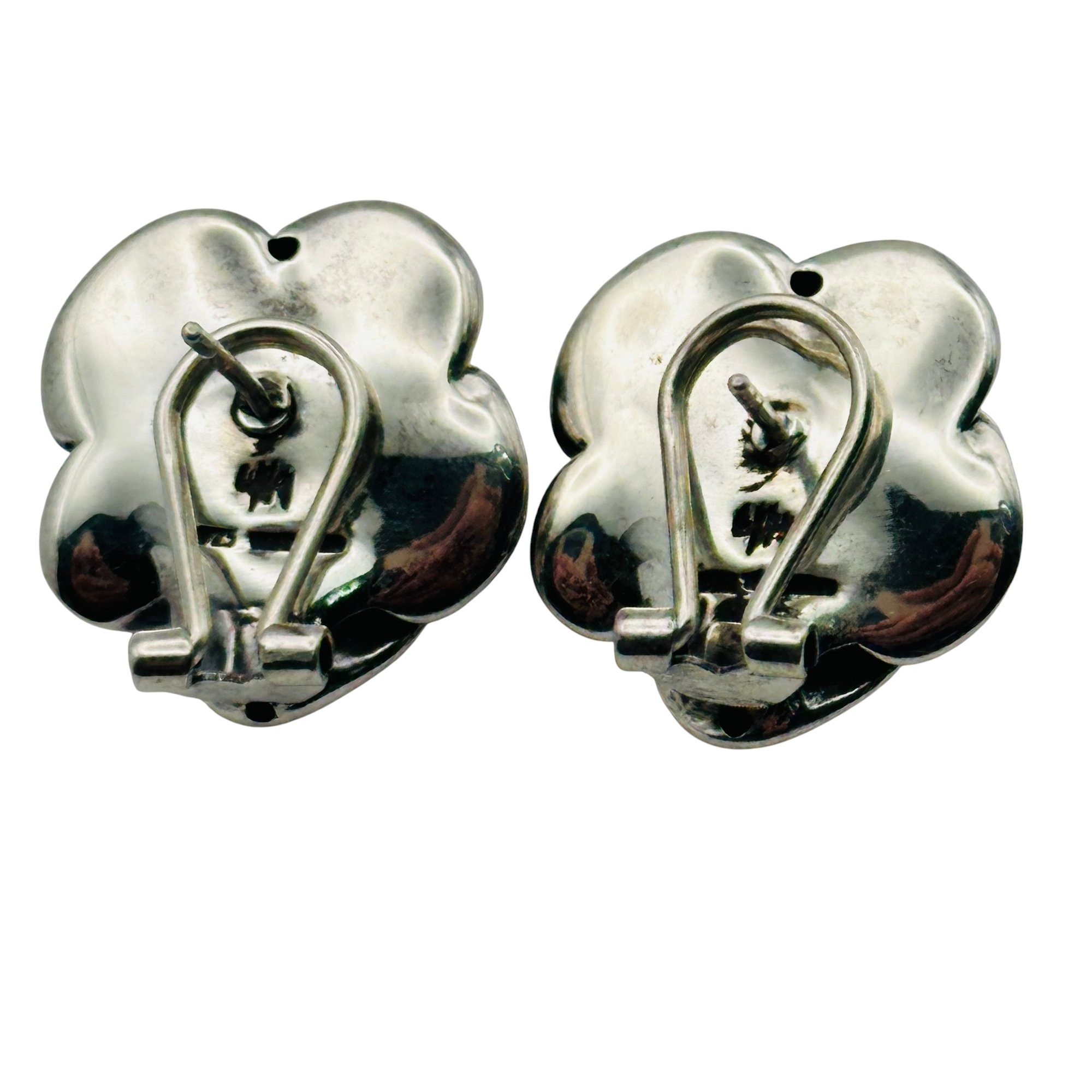 Signed Sterling Hollow Rose Earrings