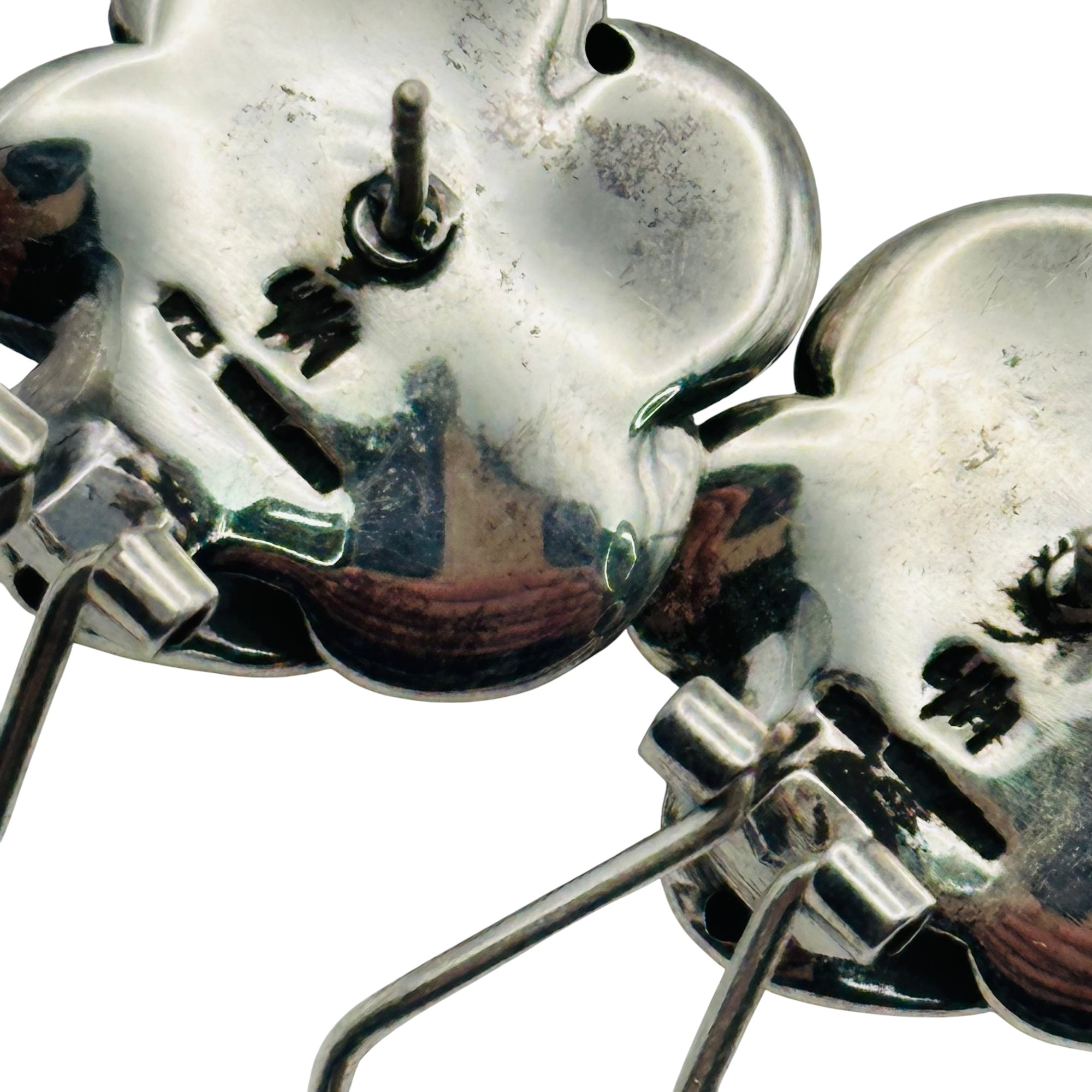 Signed Sterling Hollow Rose Earrings