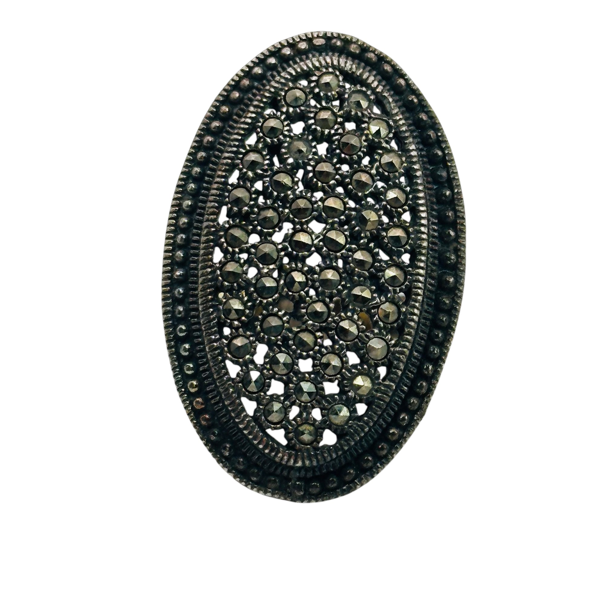 Sterling Marcasite Oval Ring Sz 6.5