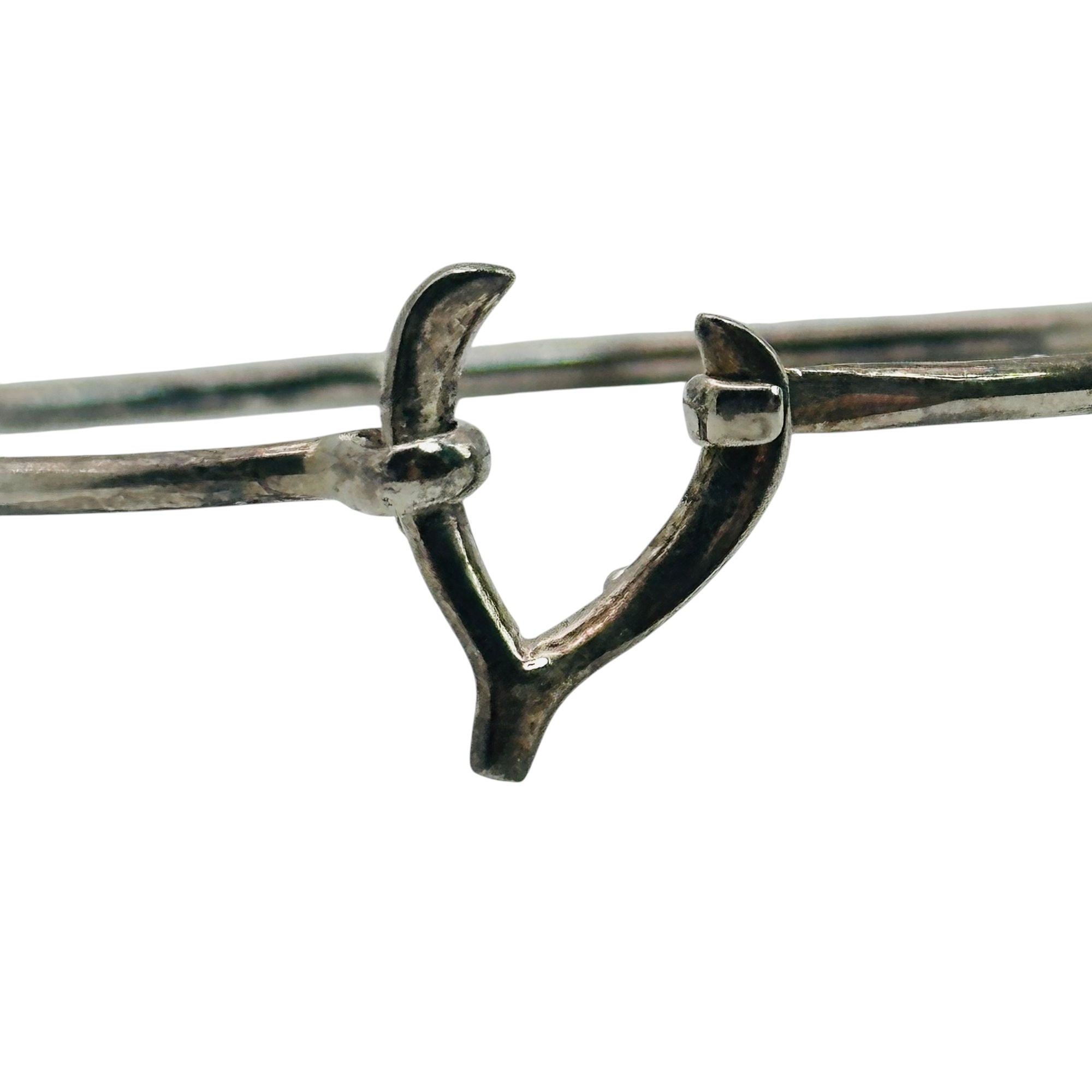 Sterling Bangle Wishbone Hook Bracelet